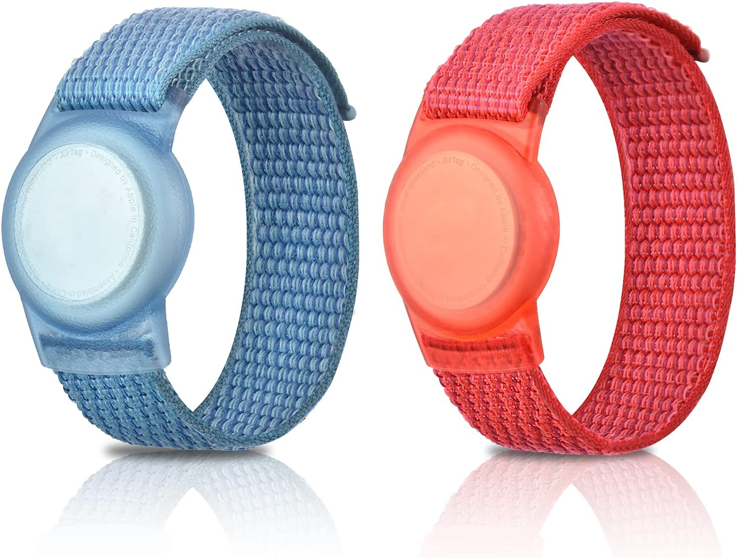 2 Pack Kids Wristband for Airtag, Nylon Watch Band GPS Tracker Holder Protective Case Compatible with Apple Air Tag, Adjustable Anti-Lost Bracelet for Toddler Baby Children Elders - Black+Pink image number 5