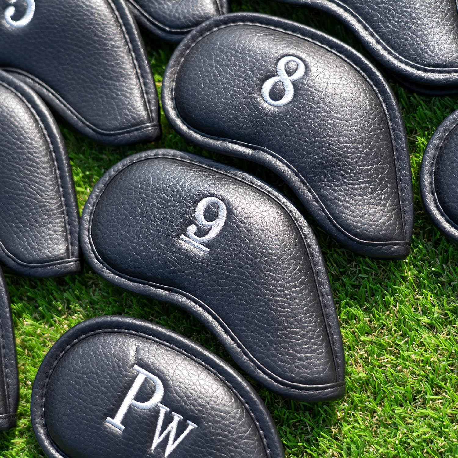 CRAFTSMAN GOLF 12Pcs or 1Pc Thick Synthetic Leather Golf Iron Head Covers Set Headcover Fit All Brands Callaway Ping Taylormade Cobra Etc. Also Custom Name image number 3