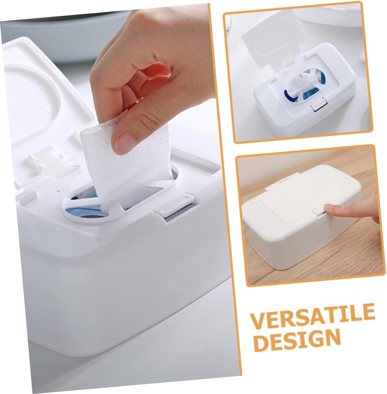 TIDTALEO 4Pcs Plastic Wipe Box Reusable Tissue Holder Push Button White for Living Room Bedroom Nursery Storage image number 4