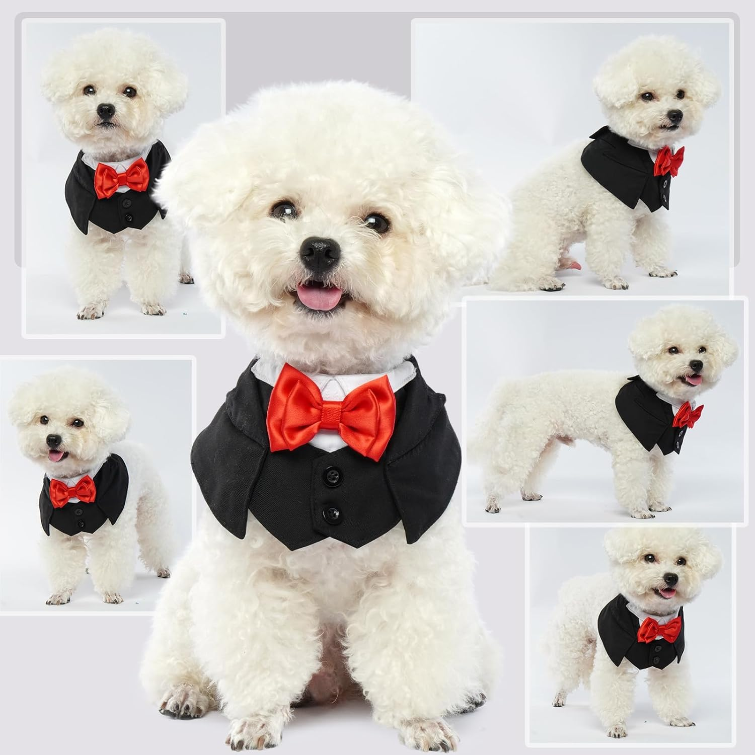 Dog Bandana, Dog Bandana Christmas Dog Bow Tie Bandana Dog Large Dog Suit Wedding Dog Tuxedo Bandana (Black, L)