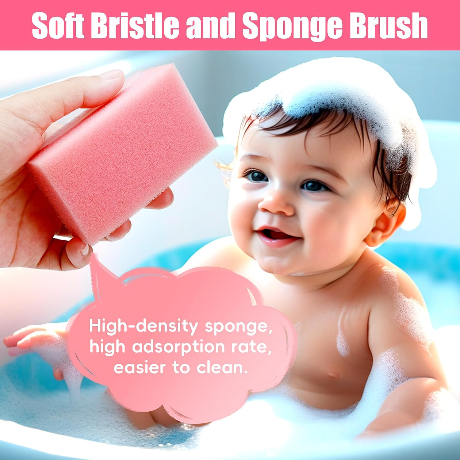 Cradle Cap Brush for Babies, 5Pcs Cradle Cap Treatment Set with Soft Bristle Brushes Silicone Scrubber Long Comb for Newborn Bathing Essentials Baby Brush and Comb Set (Pink) image number 3