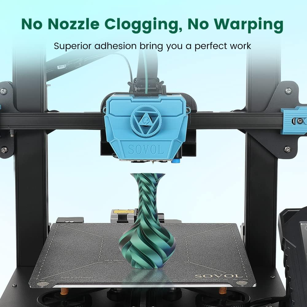 Sovol Silk PLA Filament 1.75Mm, Tri Color Bronze Purple Green Co-Extrusion Material Dimensional Accuracy +/-0.03Mm, 1Kg/2.2Lbs