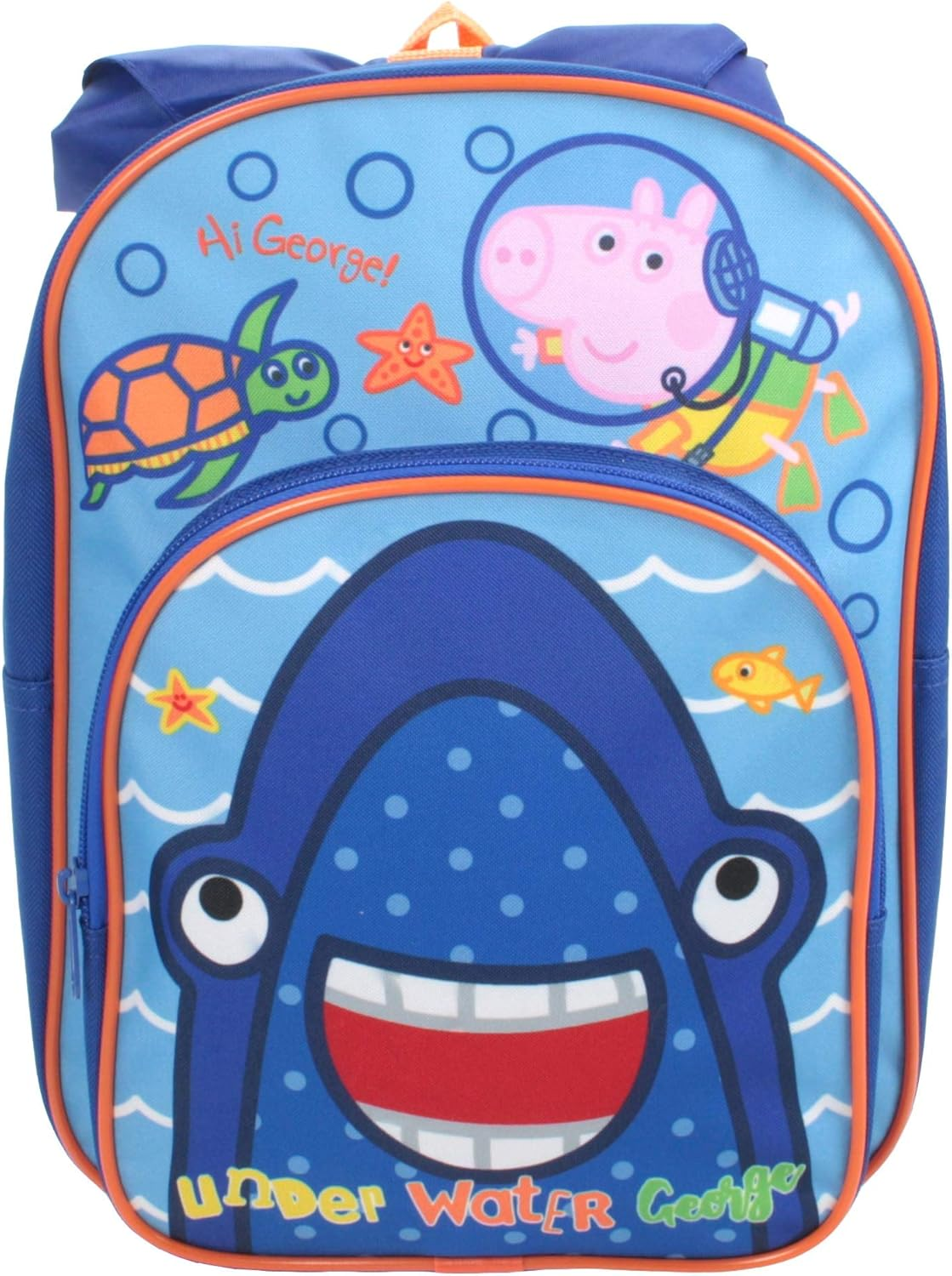 George Pig Underwater Shark Hooded Pocket Backpack Blue, Blue, 6.5 Litres, Adventure image number 1