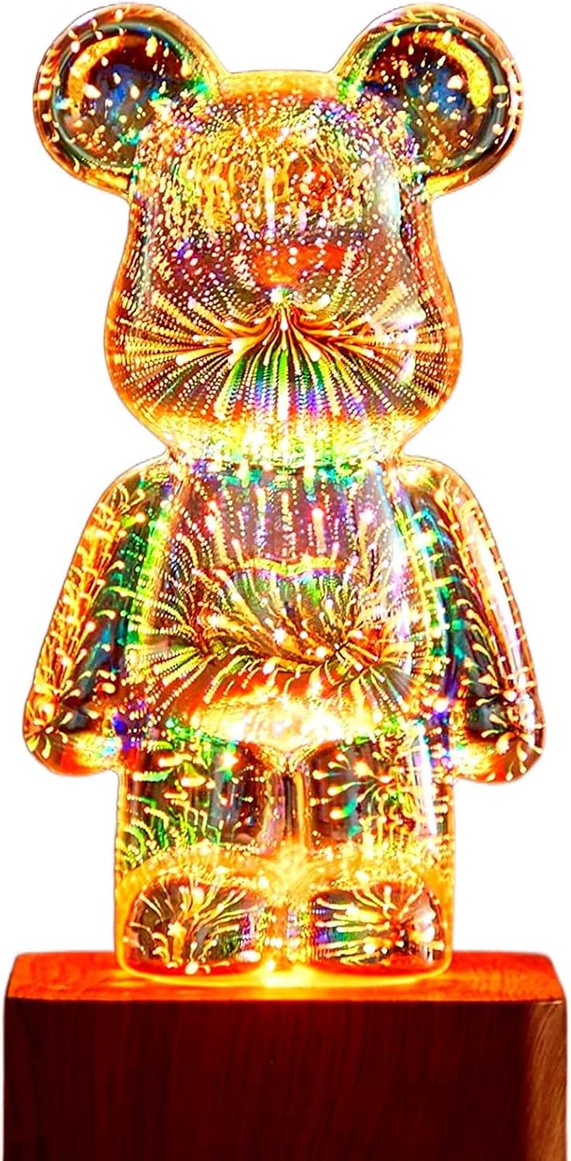 Brabola Firework Bear Light Lamp, Twinkle Bear Lamp Cute Bedside Night Light Table Lamp Projector with Color Changing Ambient Nightstand LED Desk Lamp for Kids Room, Bedroom, Home, Office image number 3