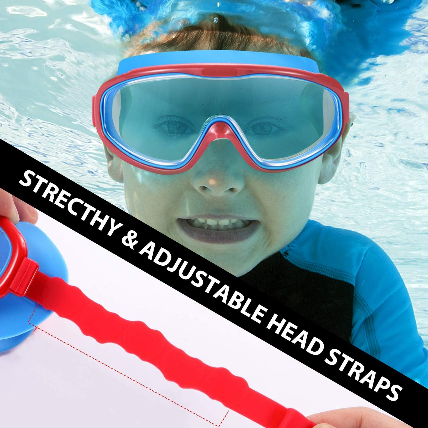 Noorlee Kids Swim Goggles, 2 Pack Swimming Glasses for Children and Early Teens (Age 3 to 15 Years Old), Anti-Fog, Watertight, UV Protection, Soft Silicone Frame and Strap, 180 Degree Vision