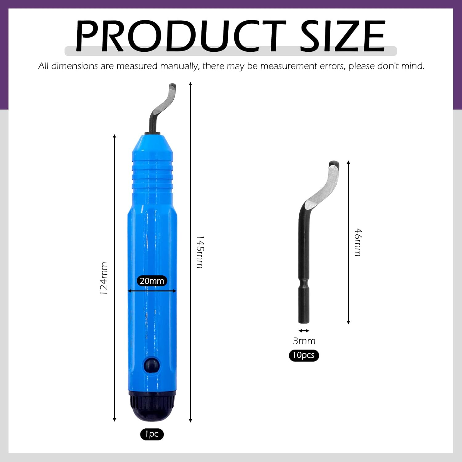 Swpeet 1Pcs Metal Deburring Tool with 10 Pcs Replacement Blades Assortment Kit, Rotary Deburr Blades Set with Handle Debur Knife, Great Burr Remover Hand Tool for Plastic, Wood, Aluminum, Copper image number 5