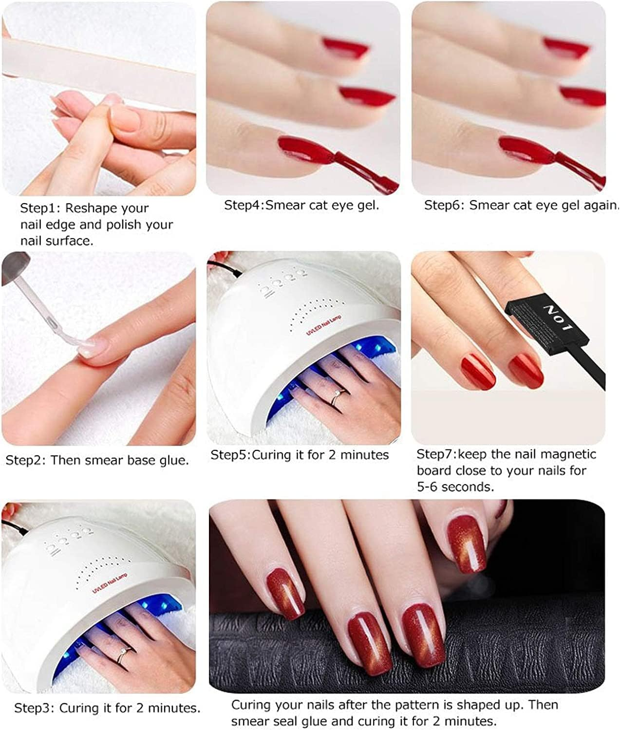 Ideal Swan 11 Piece Magnet Nail Art Polish Tool Set, Cat Eye Gel Polish 3D Gel Nails Cat Eye Plastic Tool-Suitable for DIY 3D Magnetic, Salon, Studio or Home image number 1