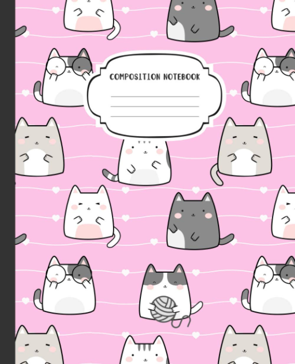 Cat Composition Notebook: Wide Ruled Journal with Cute Kawaii Cats and Kittens image number 1