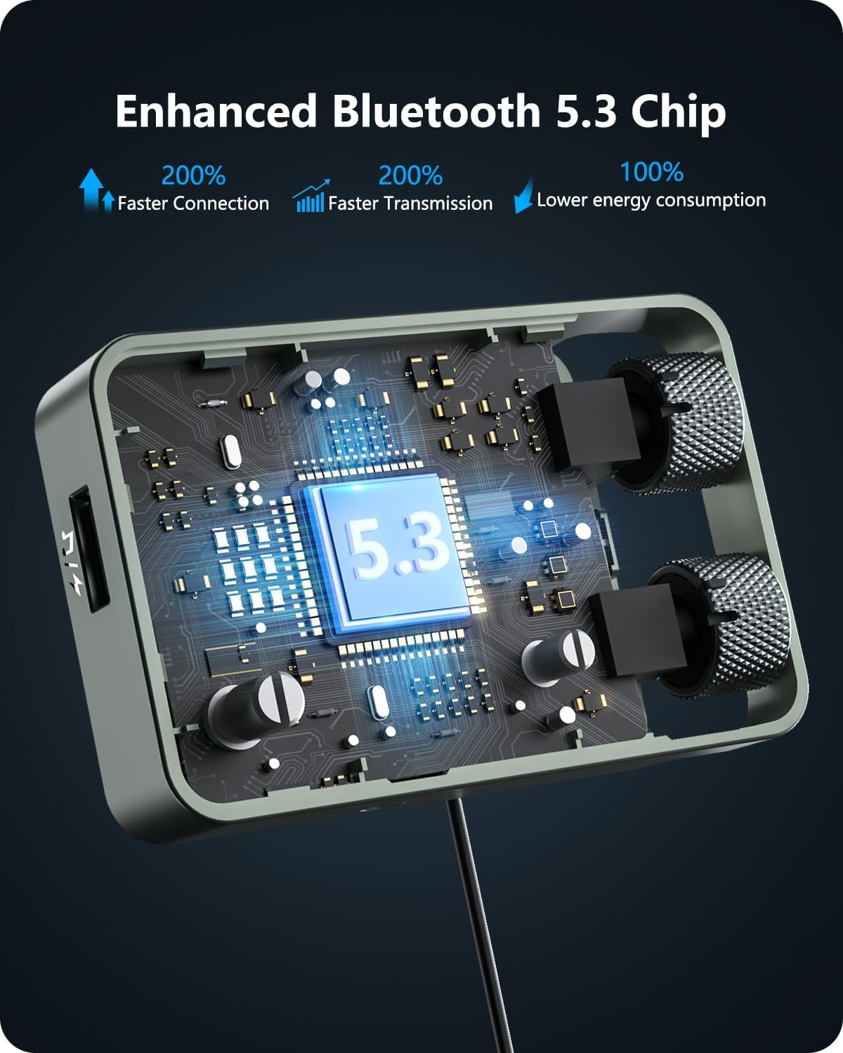 LENCENT Bluetooth 5.3 Car FM Transmitter, Hi-Fi Treble & Bass Music Player, PD20W QC18W Fast Car Charger, Radio Bluetooth Car Adapter with Dual Mics for Hands-Free Call, Siri, U Disk/3.5Mm AUX image number 3