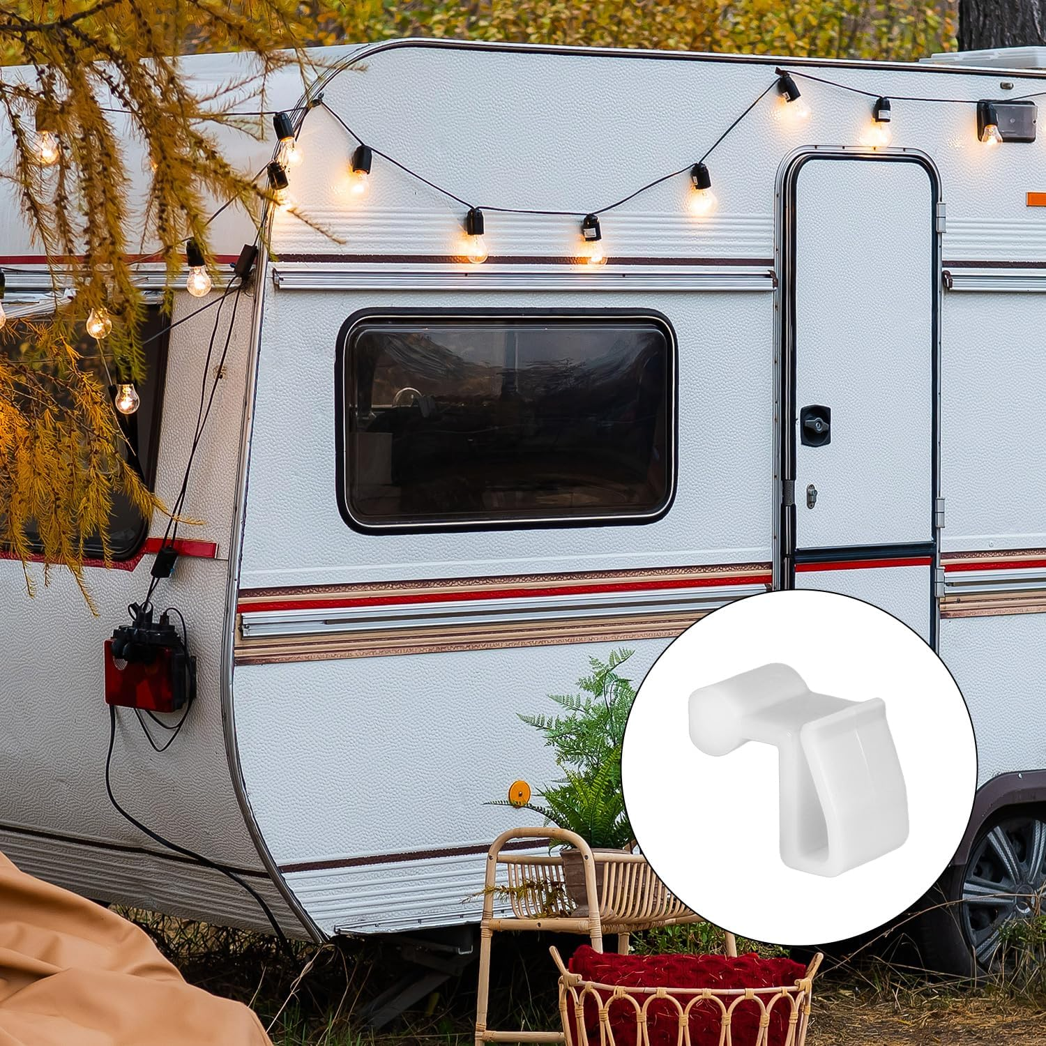 10Pcs RV Awning String Light Hooks, RV Hanging Light Hooks Light Holder String Light Clips Hanger for Caravan Keder Rail Outdoor Camper Car Accessories (White) image number 3
