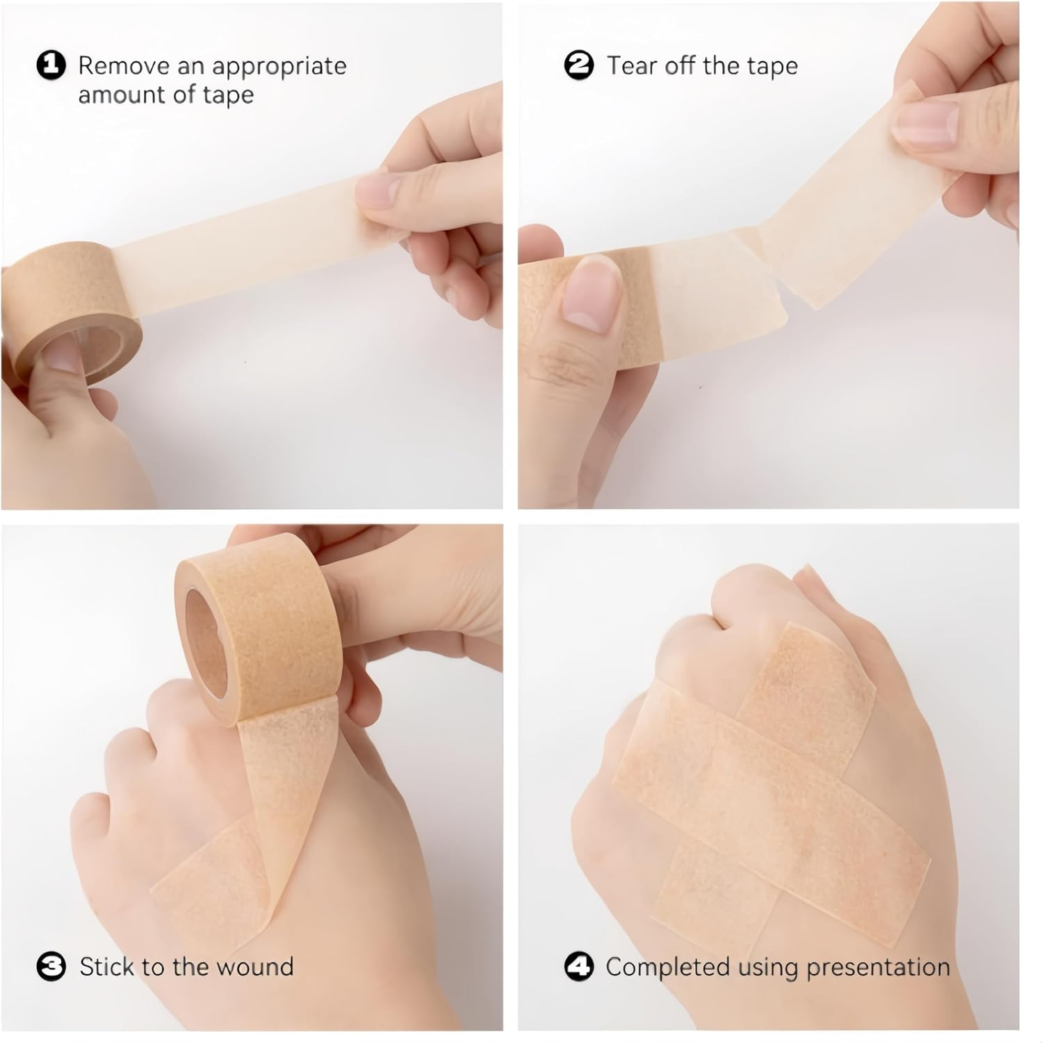 6 Rolls Flexible Skin Tape, Breathable Self Adhesive Gauze for Wound Injuries, Swelling, Sports - 1.25Cm X 9.14M