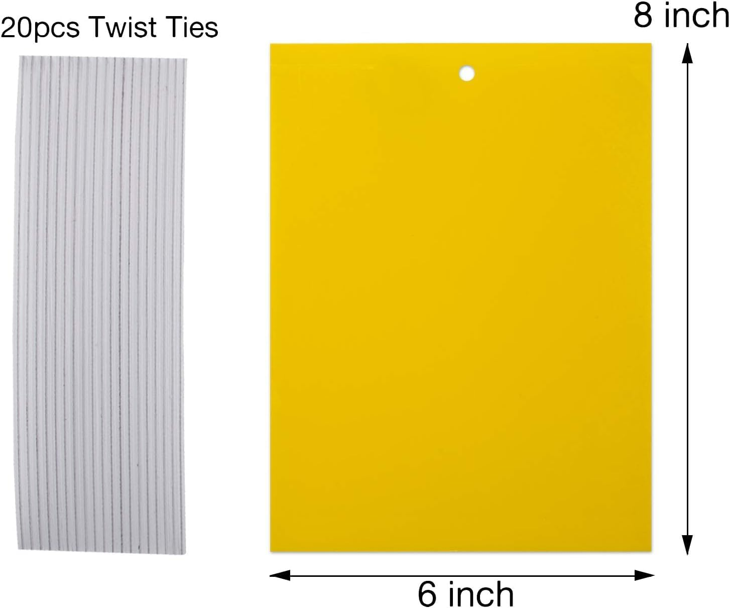 20-Pack Yellow Dual-Sided Sticky Fly Traps for Plant Insect like Fungus Gnats Flying Aphid, Whiteflies, Leafminers, Other Flying Plant Insect image number 3