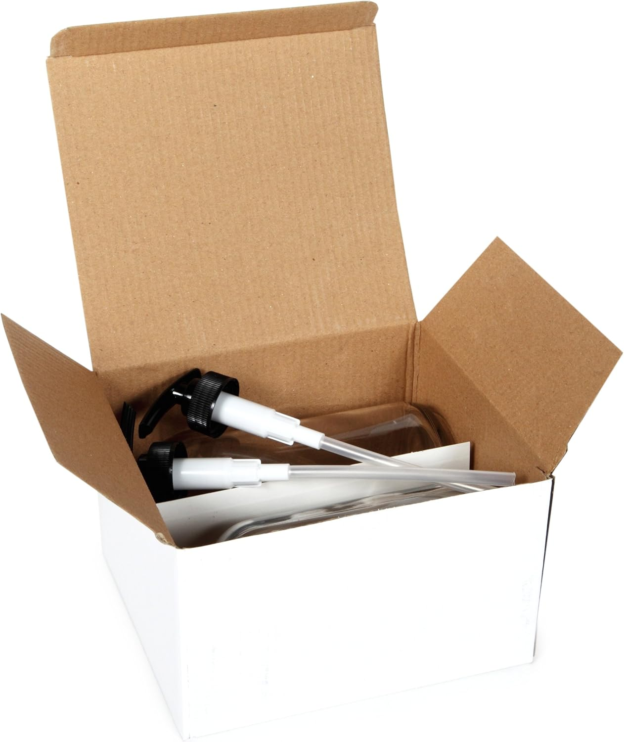 Vivaplex, 2, Large, 16 Oz, Empty, Clear Glass Bottles with Black Lotion Pumps image number 1