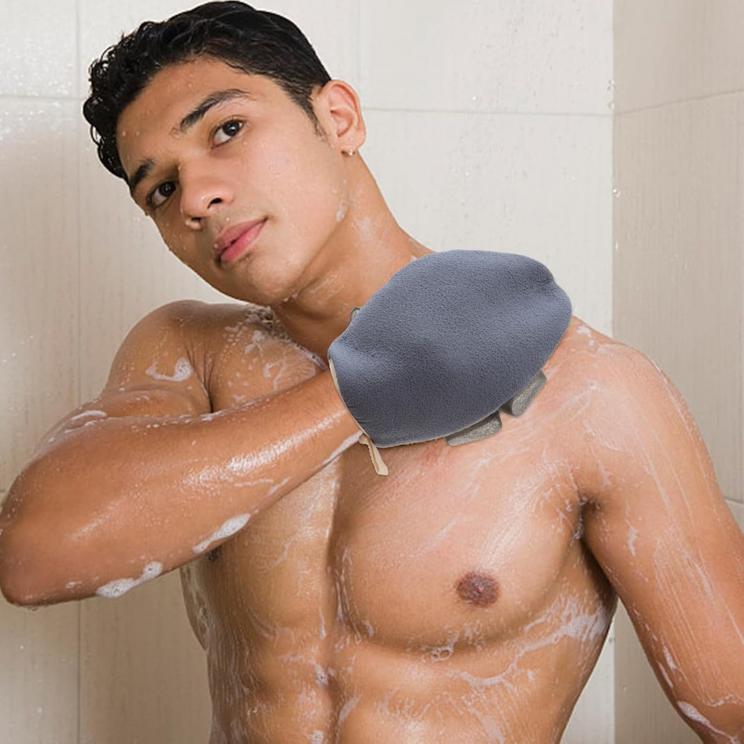 Exfoliating Glove Bath Loofah Body Sponge Brushes Loofah Bath Shower Glove with Flower Bath Ball Bath Shower Loofah Sponge for Women and Men 3 Pack image number 3