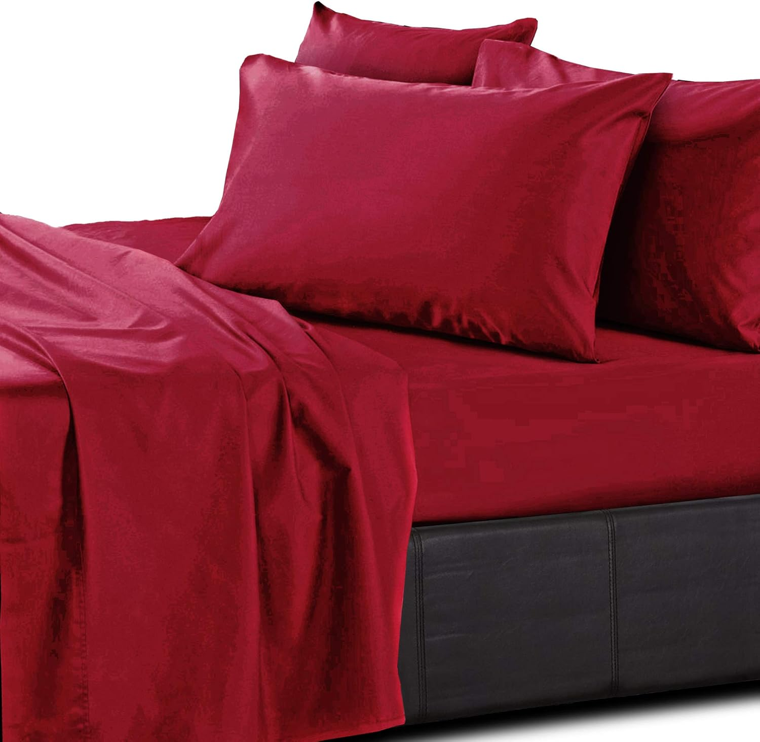 Essina Royale Egyptian Cotton Super King Bed Sheet Set 4Pc, 950 Thread Count, Deep Pocket Super King Sheet, Red