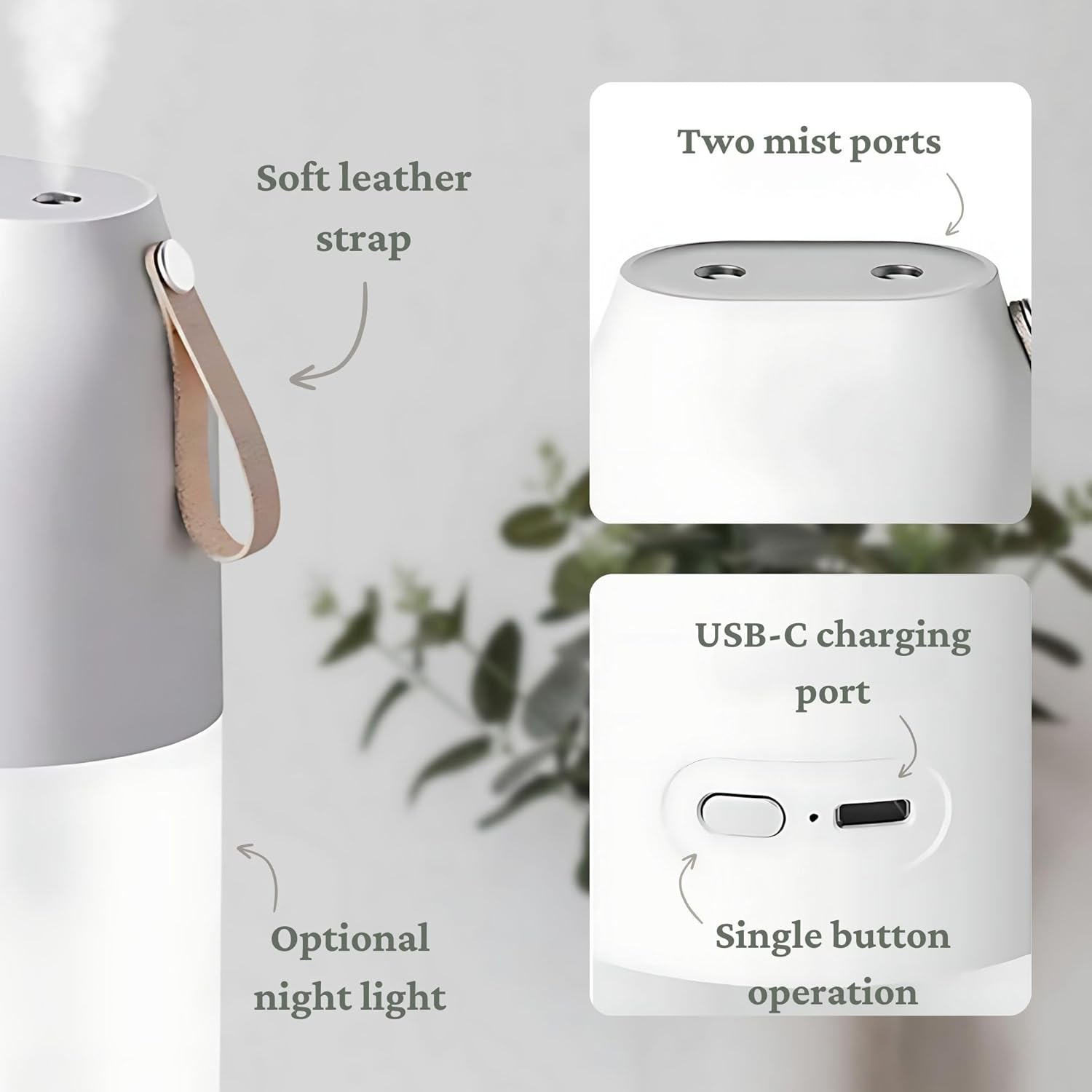 JOYFULNEST CO. Portable Humidifier &ndash; 300Ml Double & Single Mist, USB-C Rechargeable 2000Mah Battery, Quiet Night Light, Leak-Proof & Travel Humidifier for Car, Office, Bedroom, Baby & Dry Air Relief image number 5