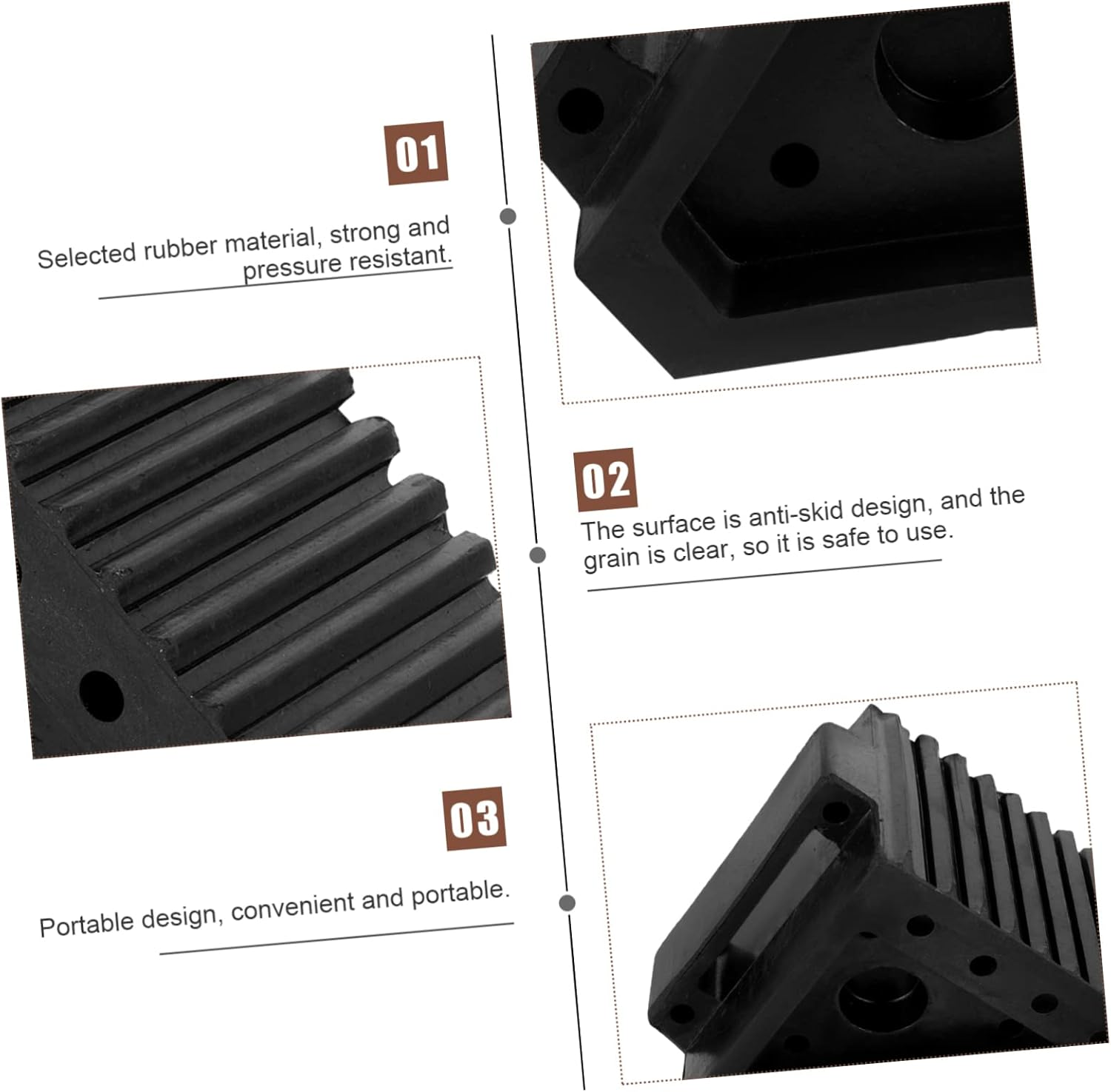 Wheel Slip Rubber Tire Blocks for Camper Trailer Heavy Duty Stopper for Vehicle Ramp Practical Tyre Chock image number 3