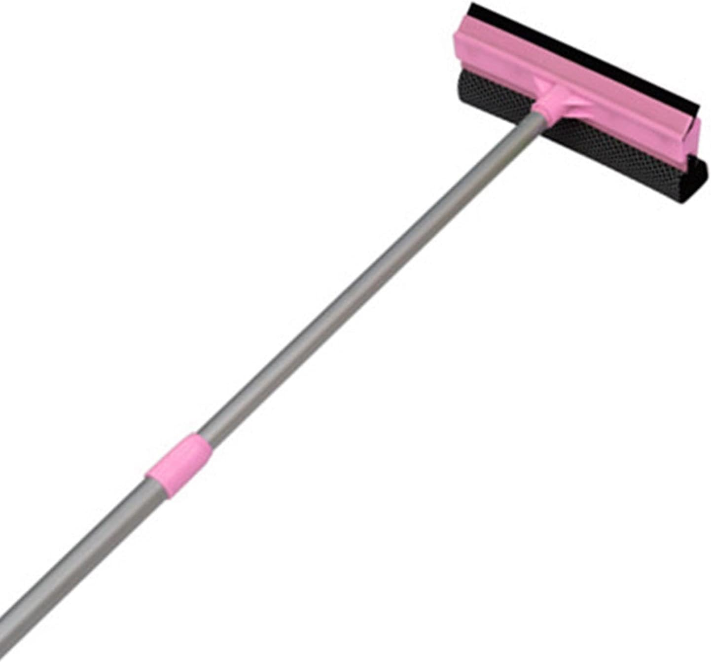 Yuksok Window Squeegee Cleaning Brush Double Sided Telescopic Pole Mirror Washer 2 in 1 Window Cleaner for Glass Dorm Tiles Bathroom, Pink image number 6
