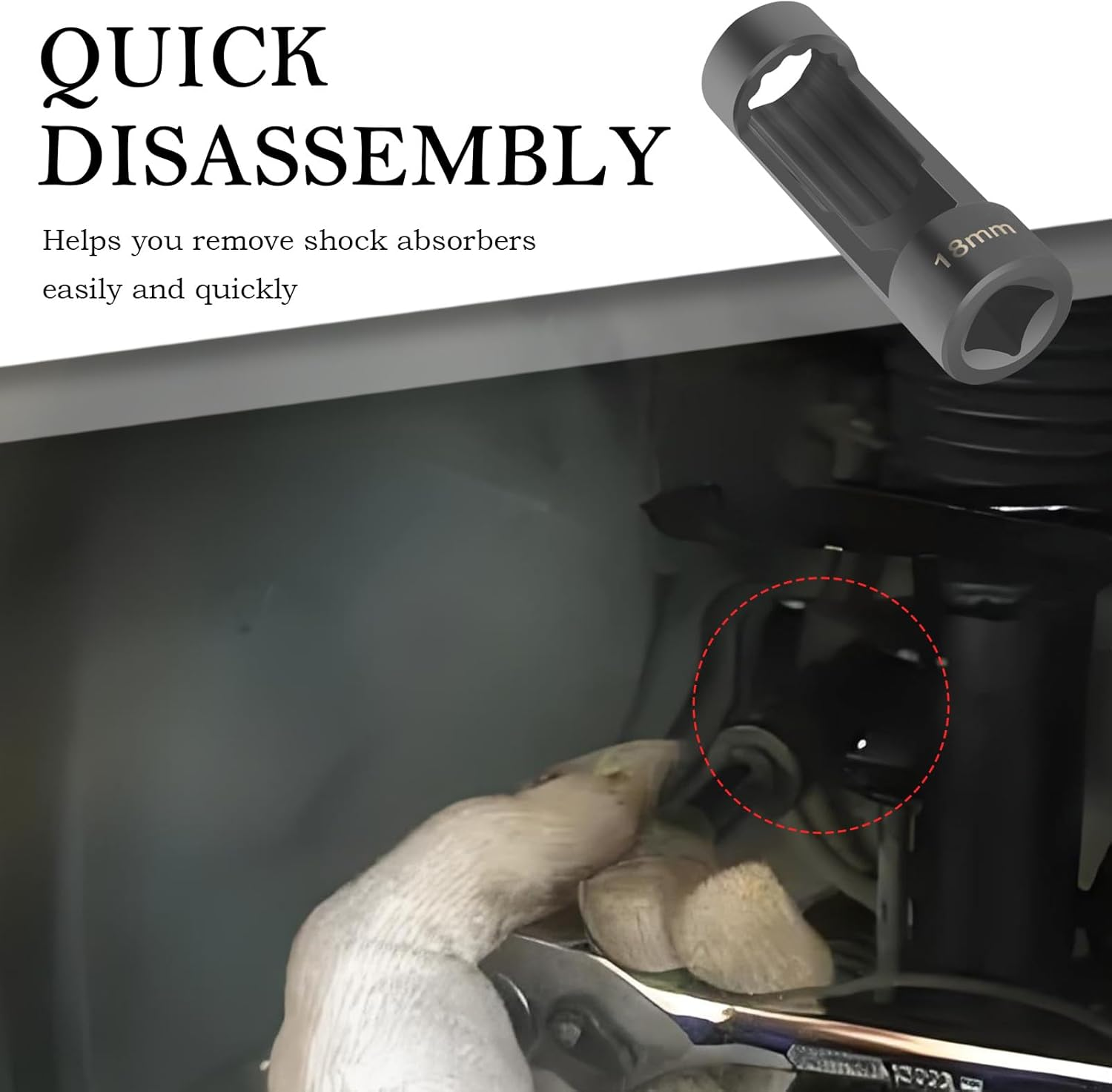 18Mm Shock Absorber Socket for Removal of Shock Absorbers Nut,Strut Nut Socket with 12 Point 1/2" Drive Compatible with Cars,Suvs,Trucks,Portability Suspension Tools Strut Sockets image number 6