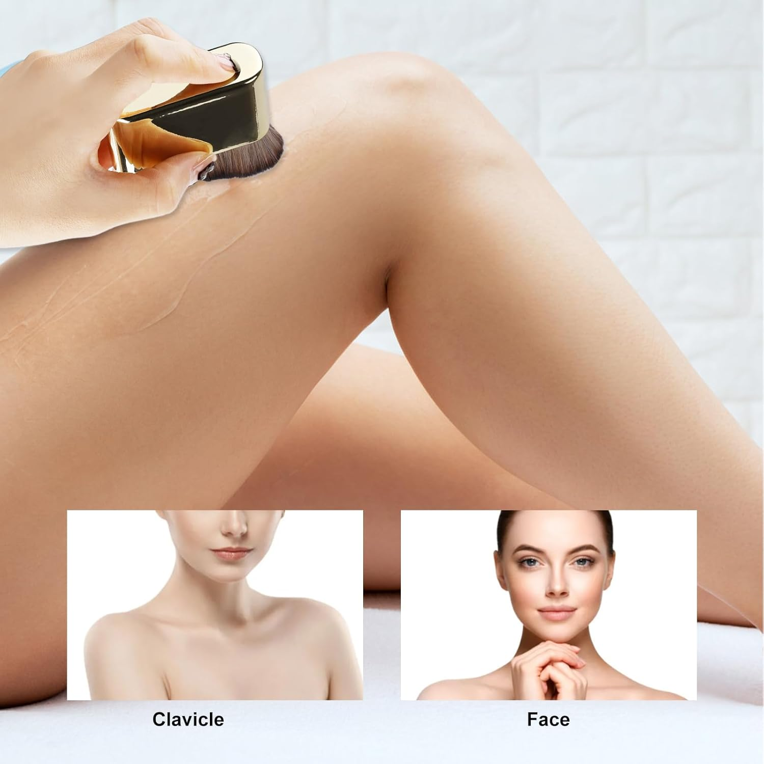 Self Tanning Brush, Soft Self Tanner Brush Applicator Portable Tanning Brush Foundation Body Makeup Brushes for Face and Body (Gold)