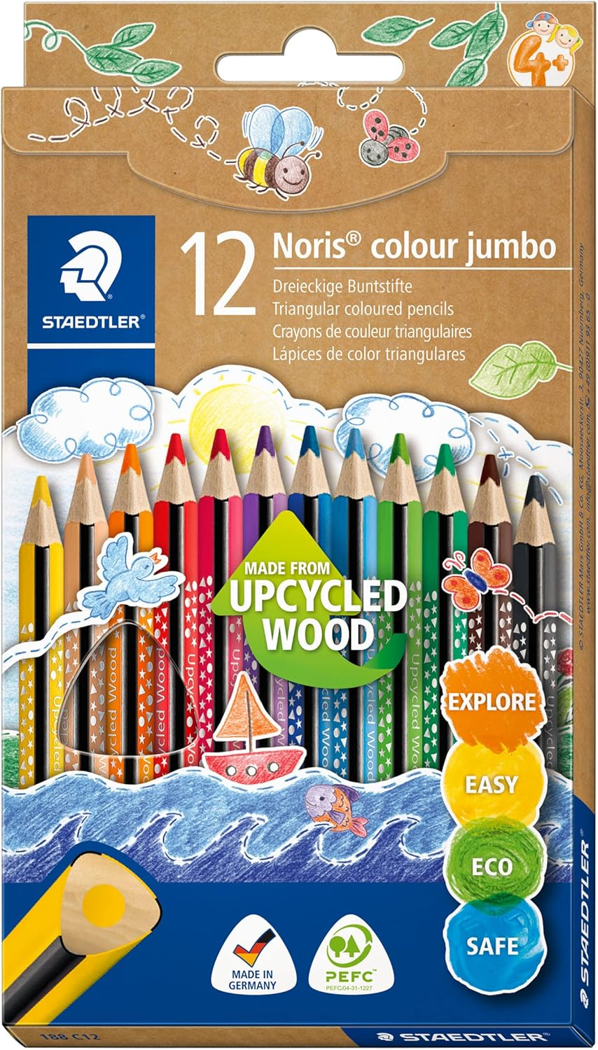 STAEDTLER 188 C12 Noris Jumbo Triangular Coloured Pencils - Box of 12 image number 2