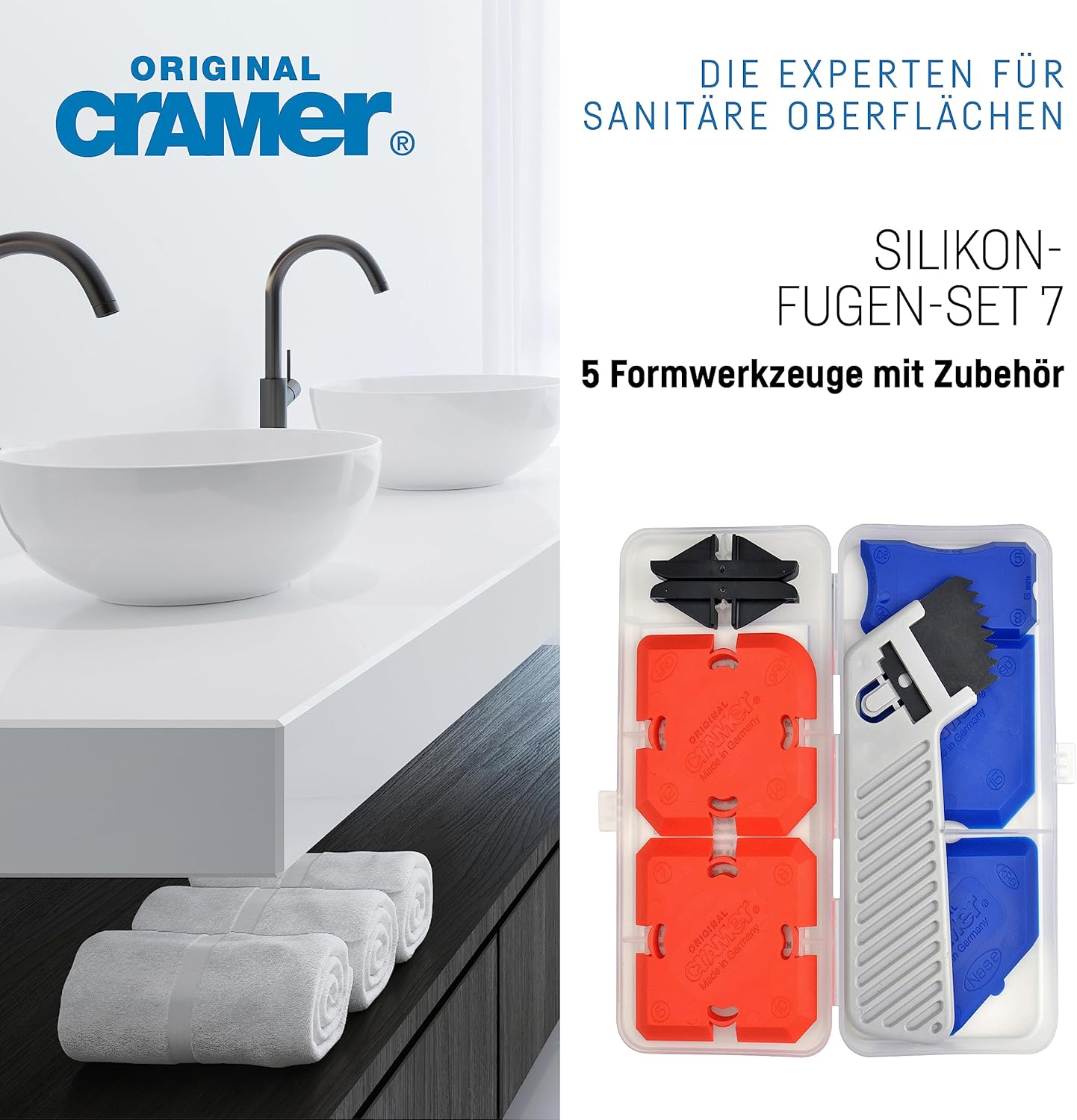 Cramer 40407DE Silicone Profiling Kit 7 &ndash; Professional Silicone Tool Kit with Sealant Finishing Tools and Caulk Removal Tools &ndash; German Instructions image number 3