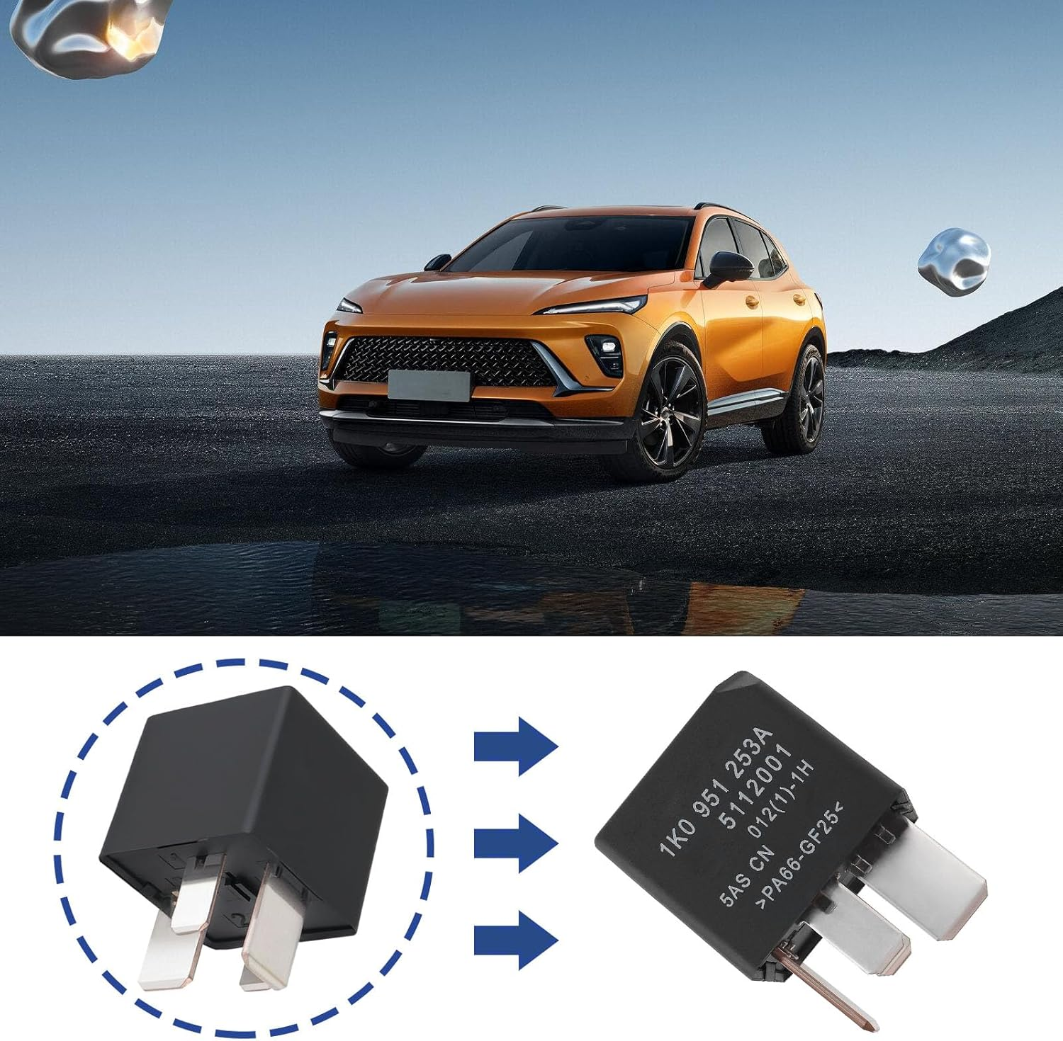 Be in Your Mind 1Pc Automotive Relay 460 Normally Open Contact Relay 4Pin Multifunction Relay 1K0 951 253A 1K0951253A Compatible with VW Compatible with Audi 12V image number 5
