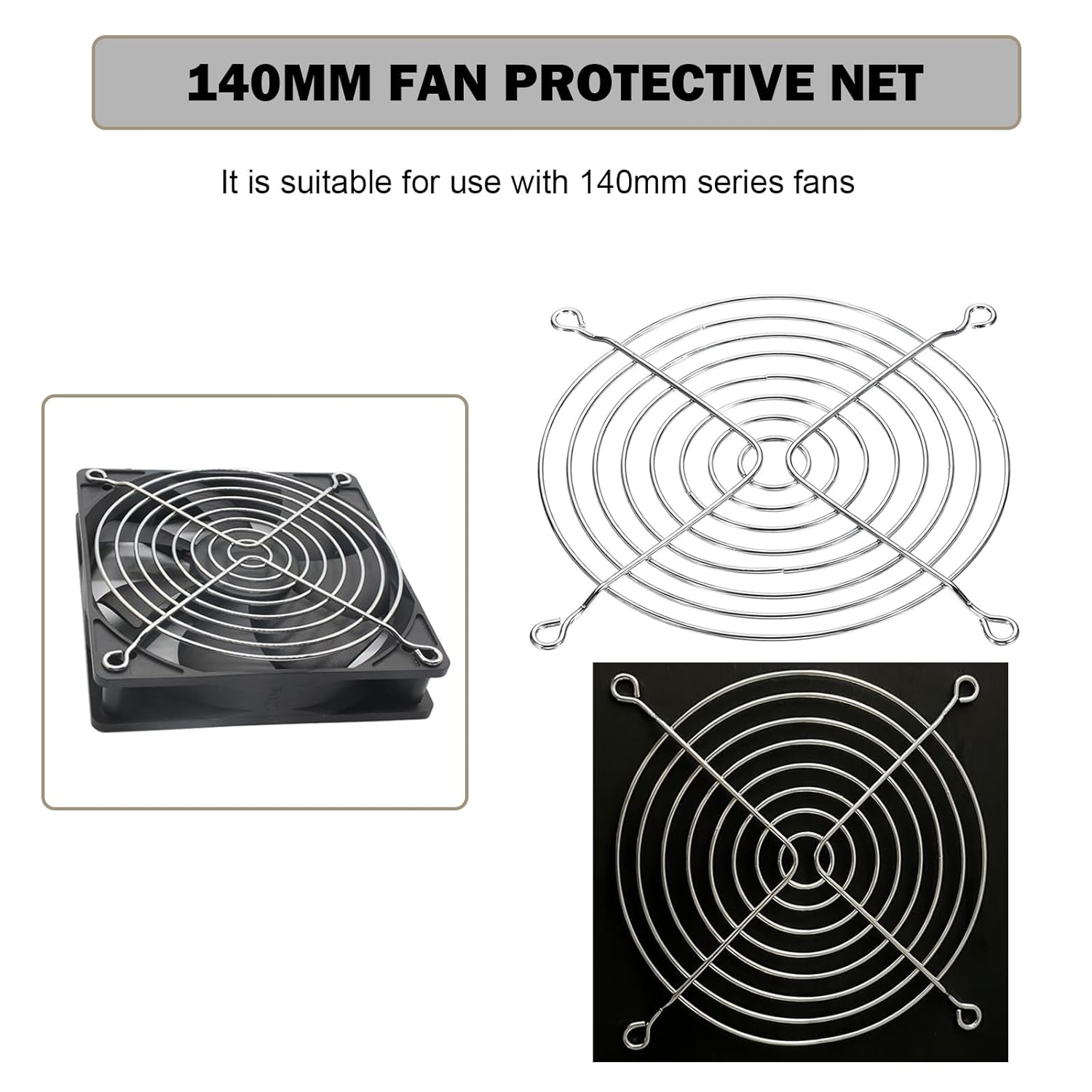 140Mm Grill, Metal Grill for 140Mmx140 Fans, Computer Cooling Fan Cover，Air Ventilation Protector Guard，2 Pcs image number 3