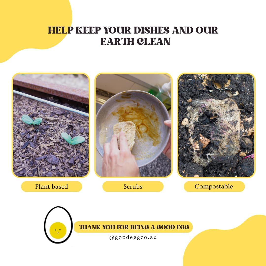 GOOD EGG 3 Pack Multipurpose Loofah Sponge | Natural & Exfoliating Scrubber Scourer | Organic Kitchen Sponge | 100% Plant-Based | image number 2