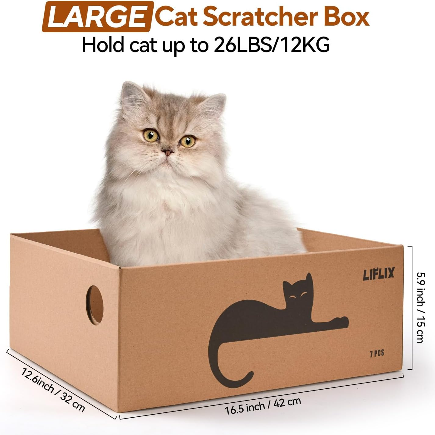 LIFLIX 7PCS Reversible Cat Scratch Pads with Box, Cat Scratch Boxes for Indoor Cats，42 X 32 X 15 CM Extra Large Cardboard Scratcher with Catnips image number 5