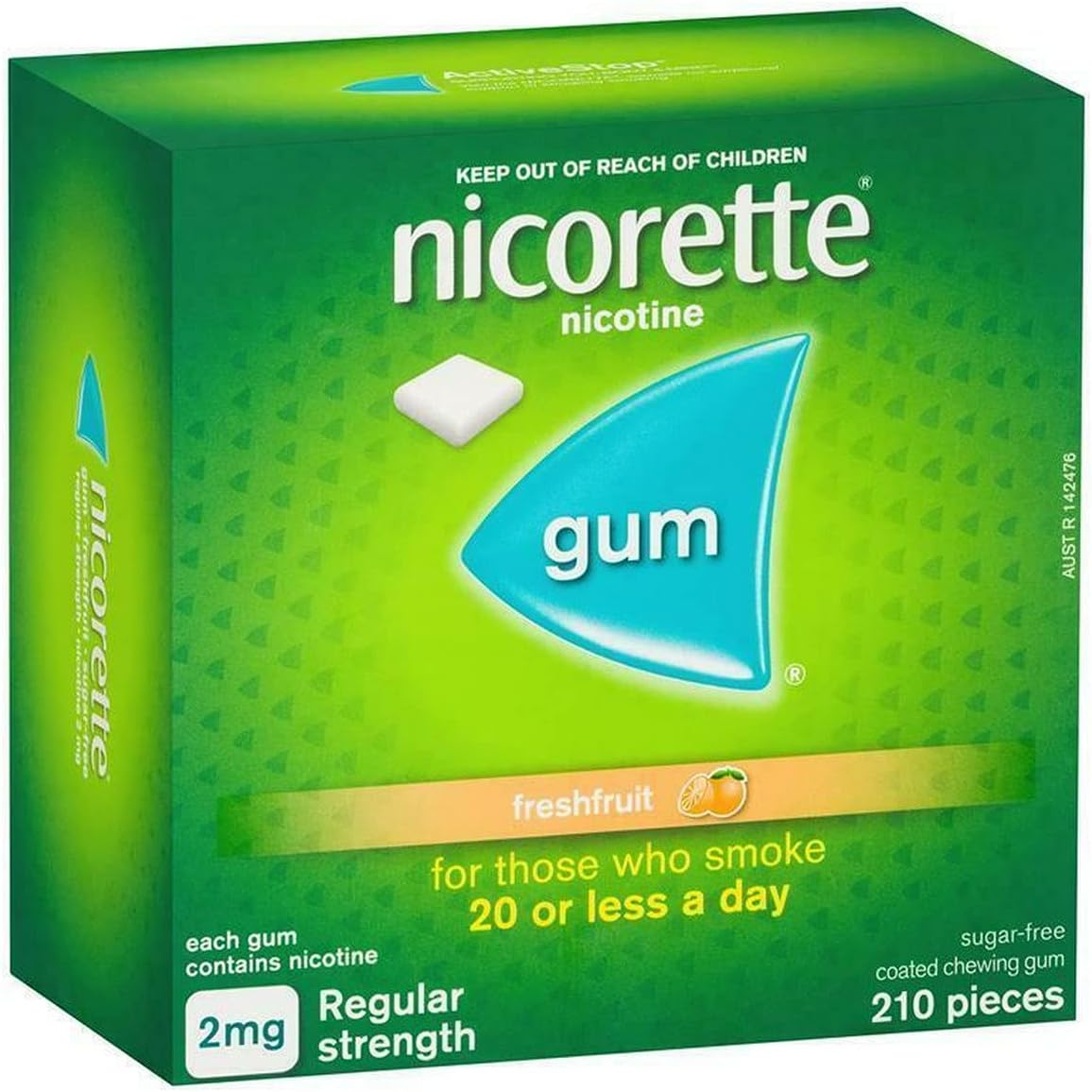 Nicorette 2Mg Quit Smoking Regular Strength Freshfruit Nicotine Chewing Gum, 210 Count, Pack of 210