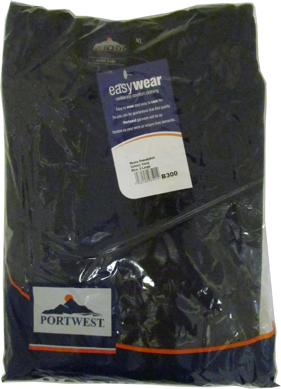 Portwest B300 Roma Sweatshirt Durable Soft Workwear Crew Neck Fleece 40+ UPF Sun Protection Comfortable Fit for Casual Corporate and Industrial Use, Navy, XL image number 2