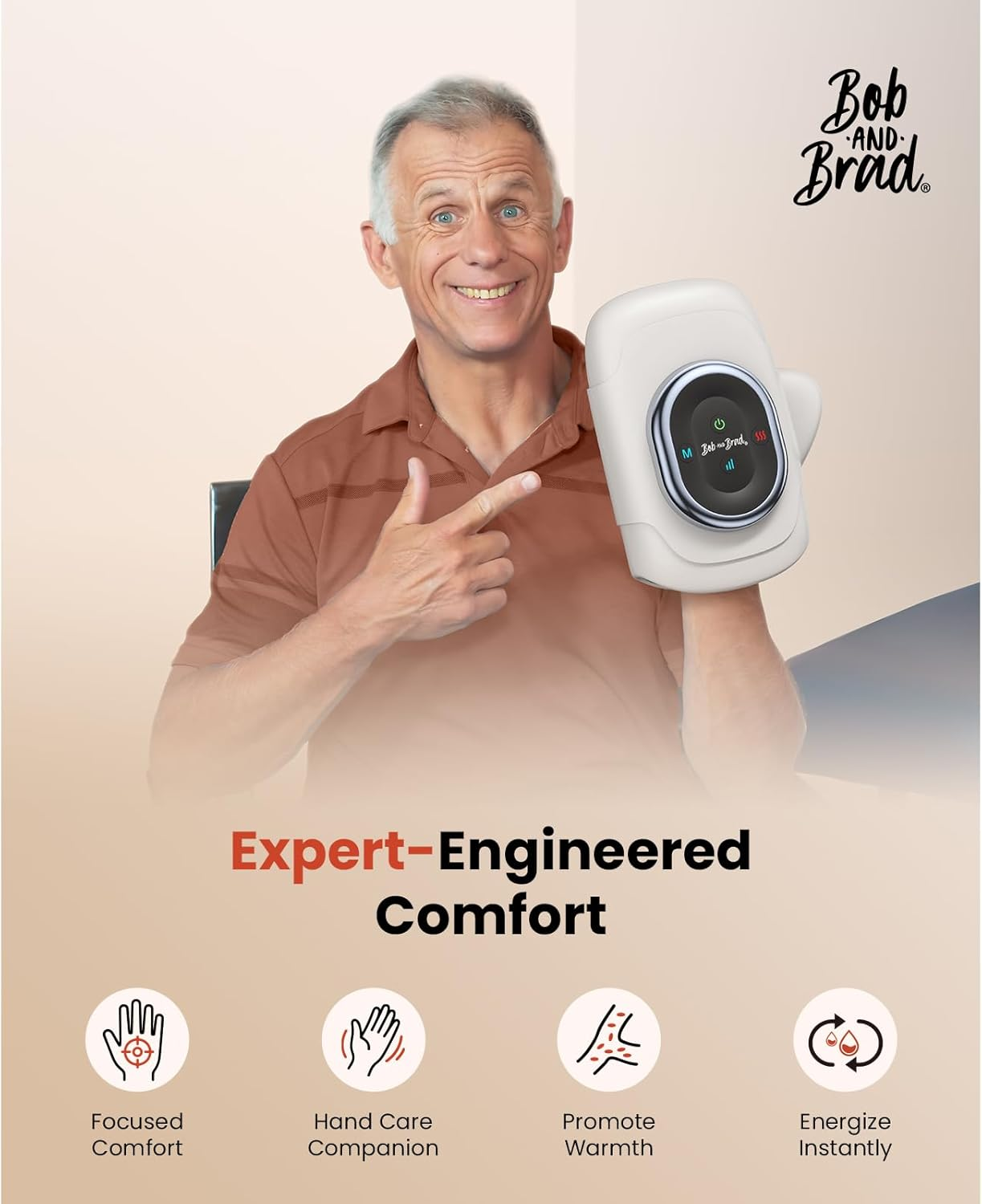 BOB and BRAD Hand Massager with Heat and Compression, Individual Fingers, Cordless & Portable Hand Massager Wrist Massage for Arthritis and Carpal Tunnel, Relax for Home Office, Ideal Gifts for Women Men image number 1