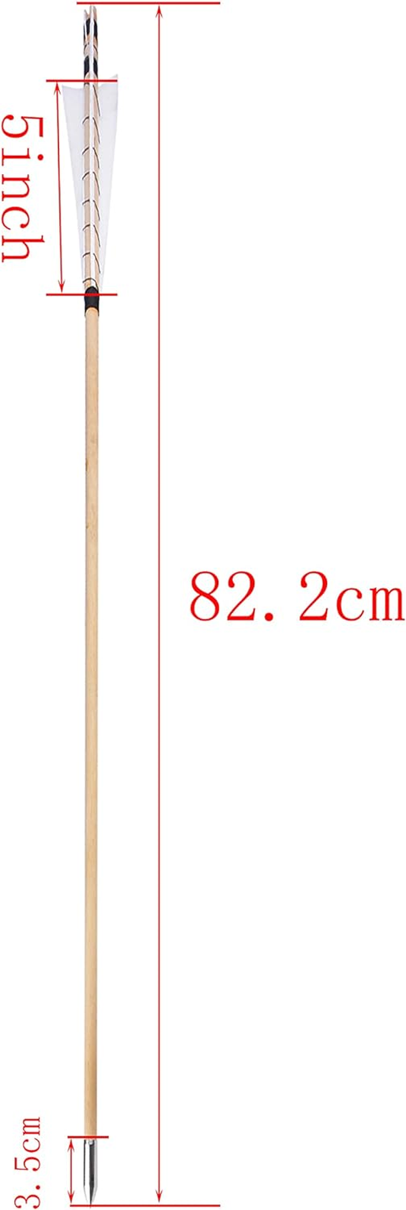 32 Inch Wooden Arrow English Longbow Arrow Target Pracrice Arrow Shaft with 5" Turkey Feather Fletching and Field Point for Recurve Bow Longbow Traditaonal Bow image number 2