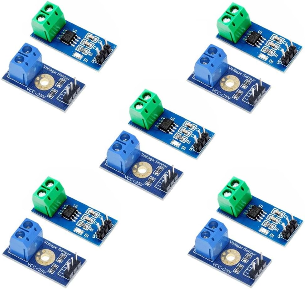 5Pcs ACS712 30A Hall Effect Current Module + 5Pcs Voltage Module DC0-25V Voltage Tester Terminal Sensor