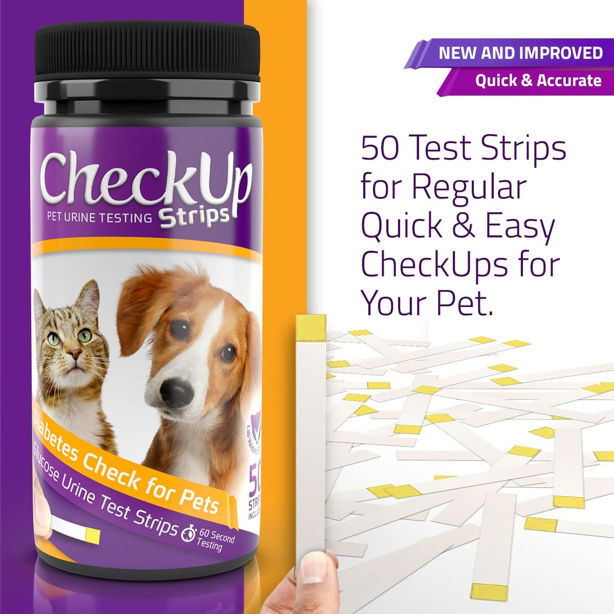 Checkup Glucose Urine Testing Strips for Cats and Dogs - Detection of Diabetes X 50 image number 6