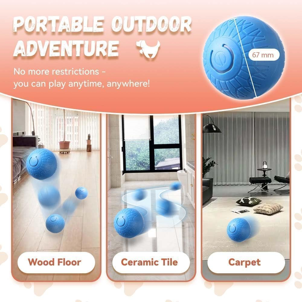 TEKXDD Interactive Dog Ball - Dog Toys, Indestructible Dog Moving Ball, Pet Playthings for Outdoor & Indoor Playtime - Blue