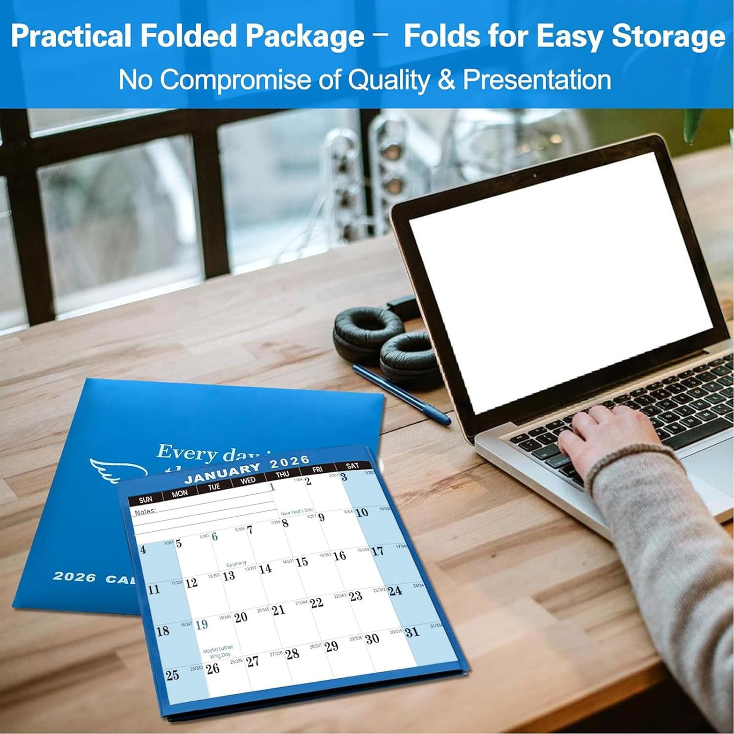 Wall Calendar 2026，61 X 87 Cm Large Dry Erase Year Calendar with Stickers & Marker,Wet & Dry Erasable Laminated 12 Month Annual Yearly Planner, Reversible, Horizontal/Vertical image number 4