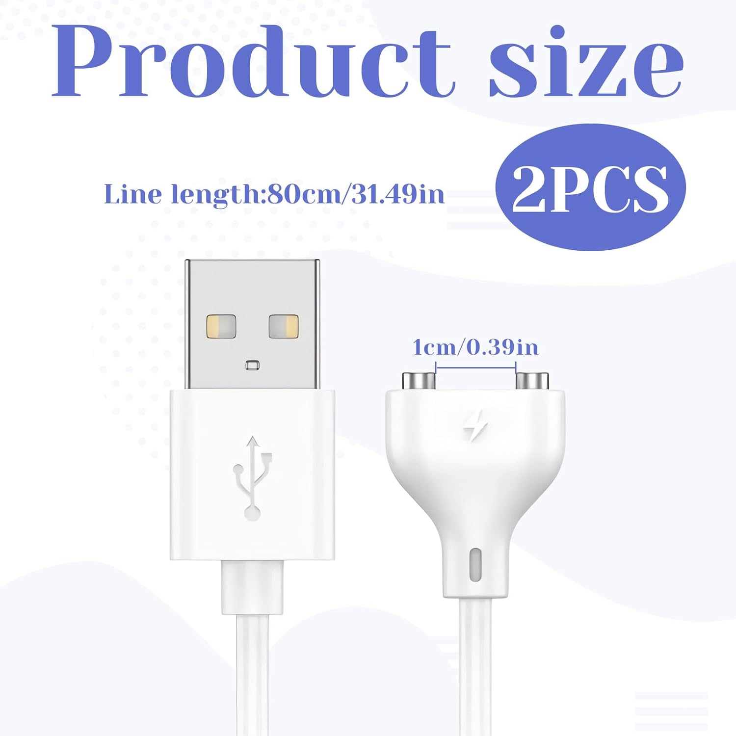 Magnetic Charger, 2Pcs Magnetic Charging Cable, Vibrator Charger 10MM/0.39'' Pitch, USB DC Cord Cable Replacement Charging Cord for Vibrators/Facial Cleanser/Electric Toothbrush image number 1