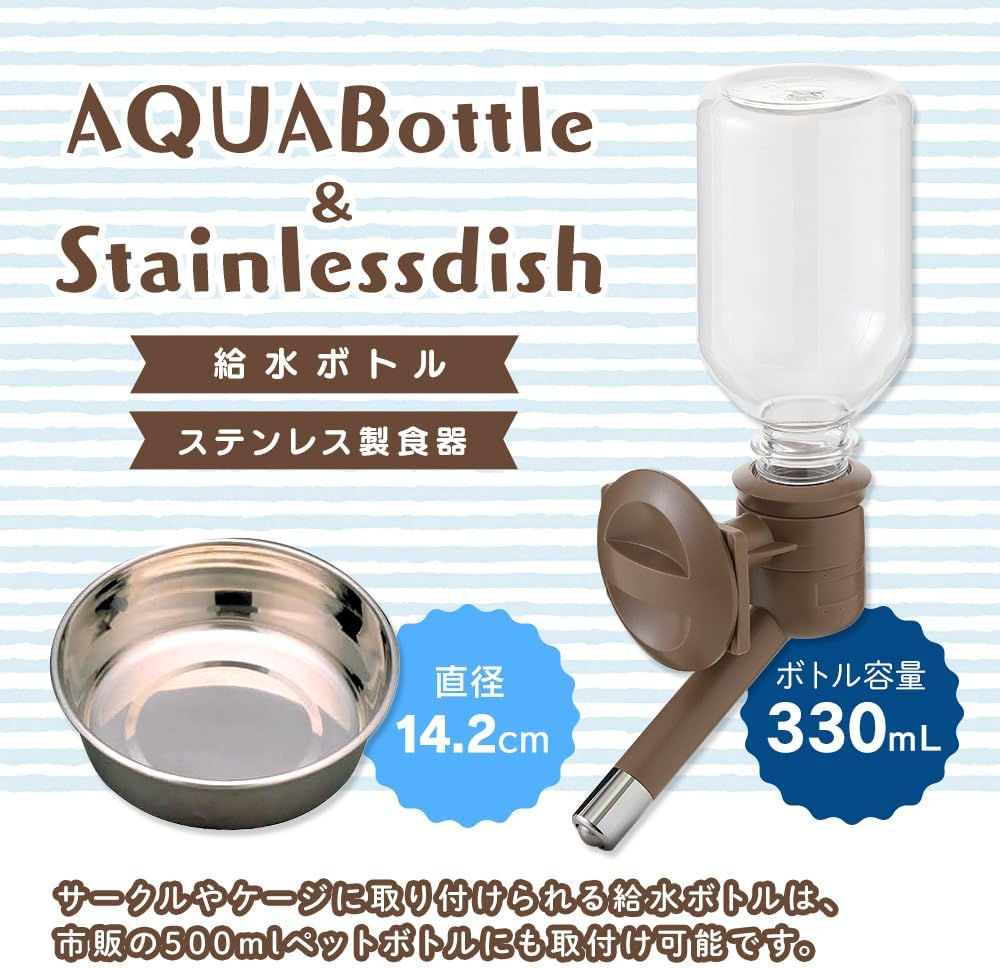 Iris Ohyama Starter Set for Dogs, System Circle, Training Pet Tray, Water Bottle, Stainless Steel Tableware, 20 Trial Pet Sheets