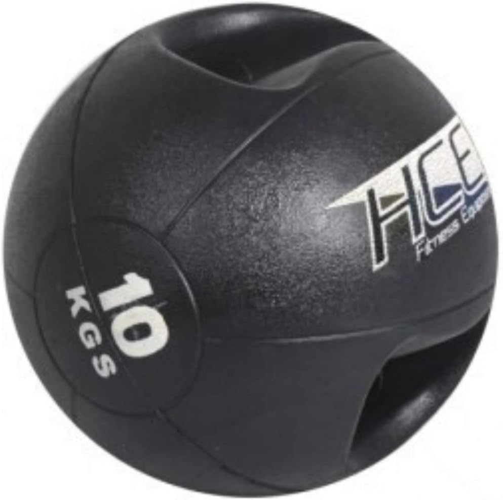 Dual Grip Medicine Exercise Ball Set Commercial Weighted Rubber Med Balls Double Comfort Handles Medball Core Training Ball by Fitness and Sport