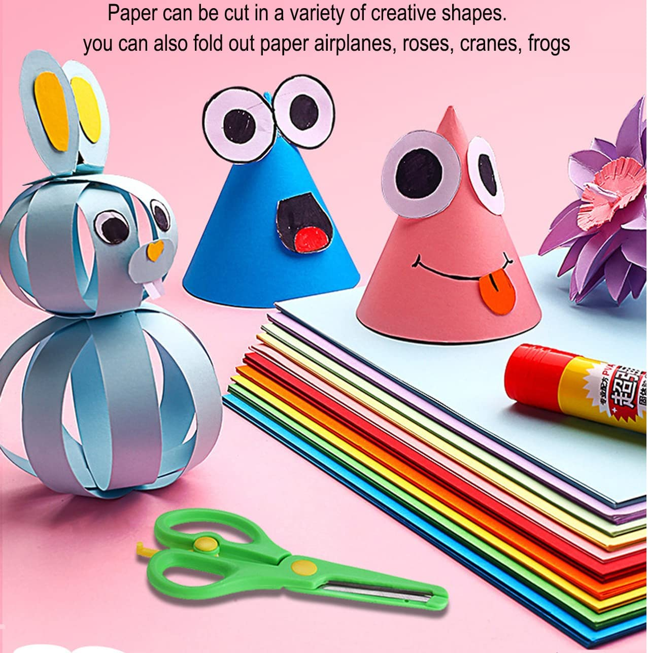 6 Inch Origami Paper,200 Sheets Craft Colored Paper - 10 Vivid Colors,Double Sided Colored Square Paper,Origami Kit Gifts image number 2