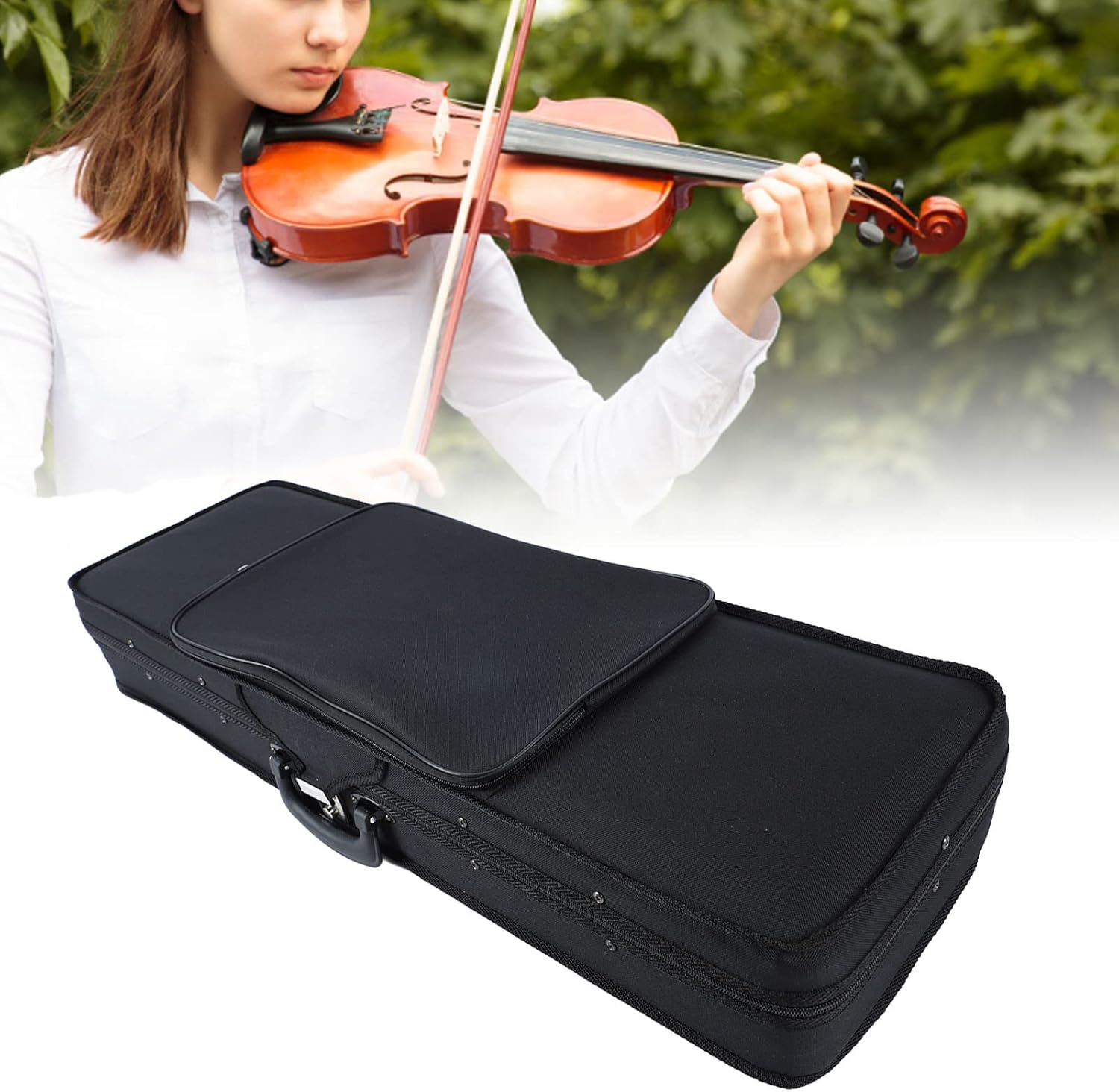 4/4 Violin Case, Violin Protective Case Oblong Shape Large Black Space Waterproof for Musical Instrument Storage