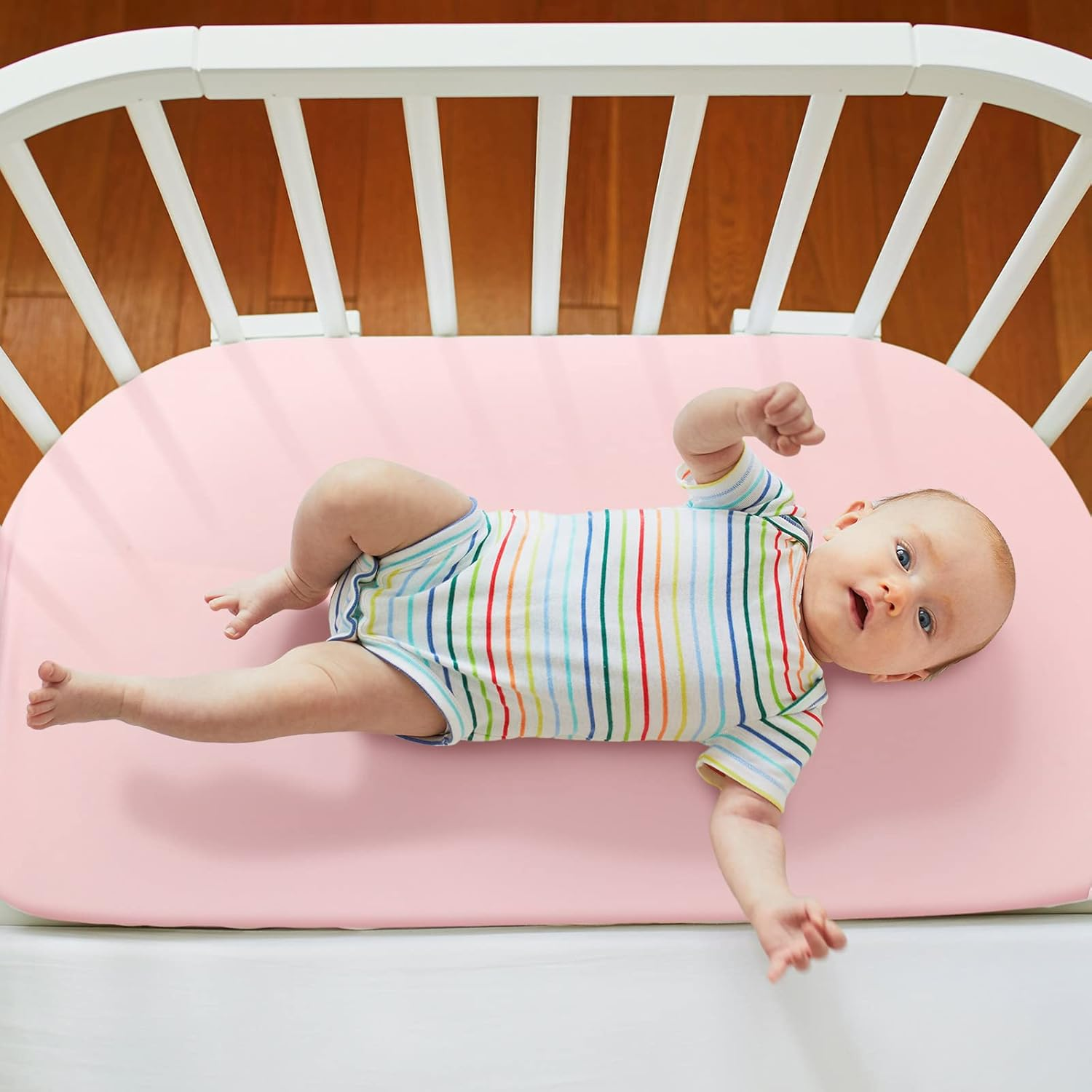 Rtteri 4 Pcs Baby Bassinet Sheets Soft Fitted for Baby Boys Girls Soft Cotton Animals Bassinet Sheet Cover Safe Comfort for Standard Bassinet Pads Rectangular Mattress Cradle, Zebra, Giraffe image number 4