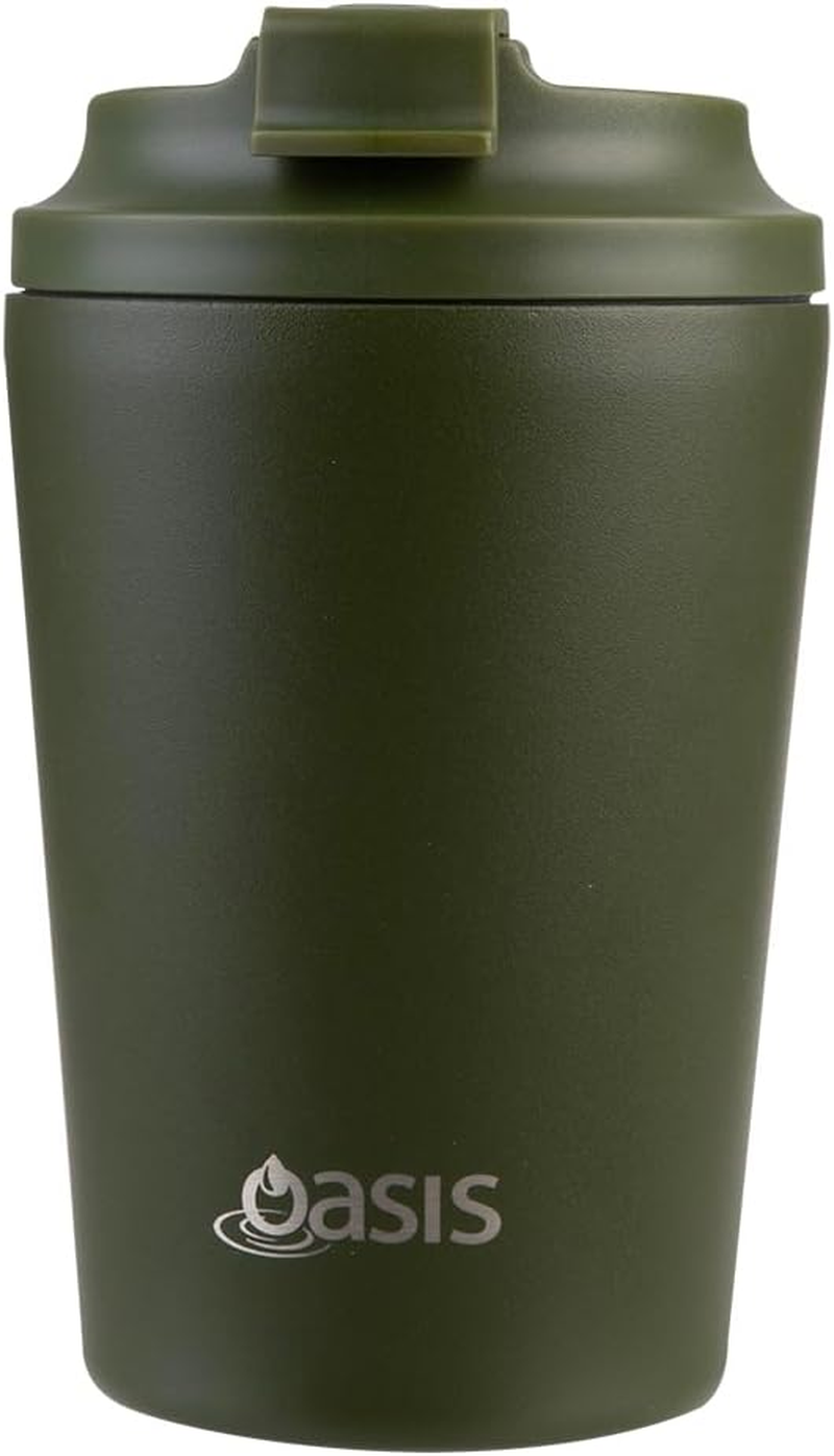 Oasis Ceramic Lined Stainless Steel Double Wall Insulated Coffee Cup 360Ml - Forest Green image number 1
