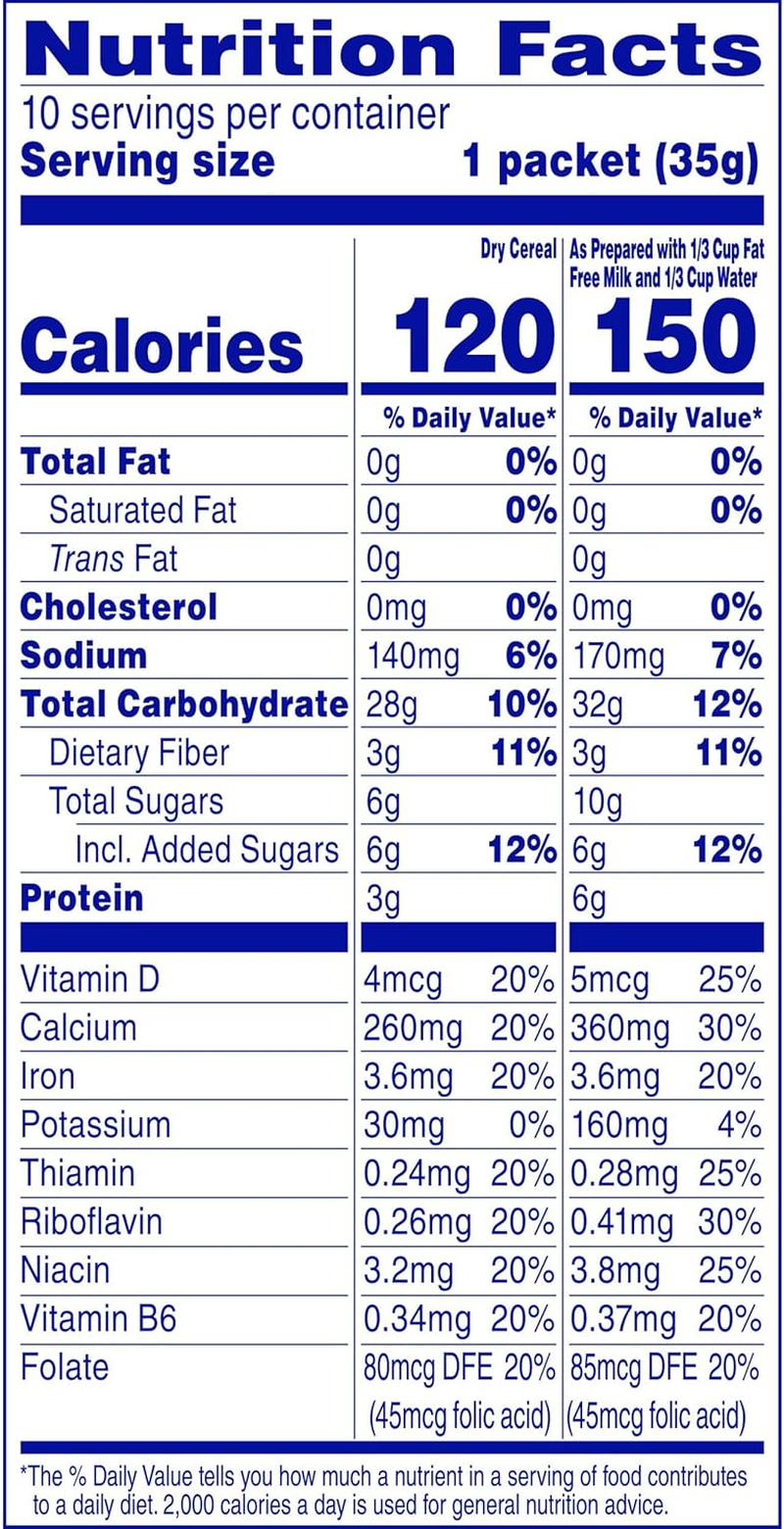 Cream of Wheat Instant Lower Sugar Maple Brown Sugar, 12.3 Ounce, 10 Packets
