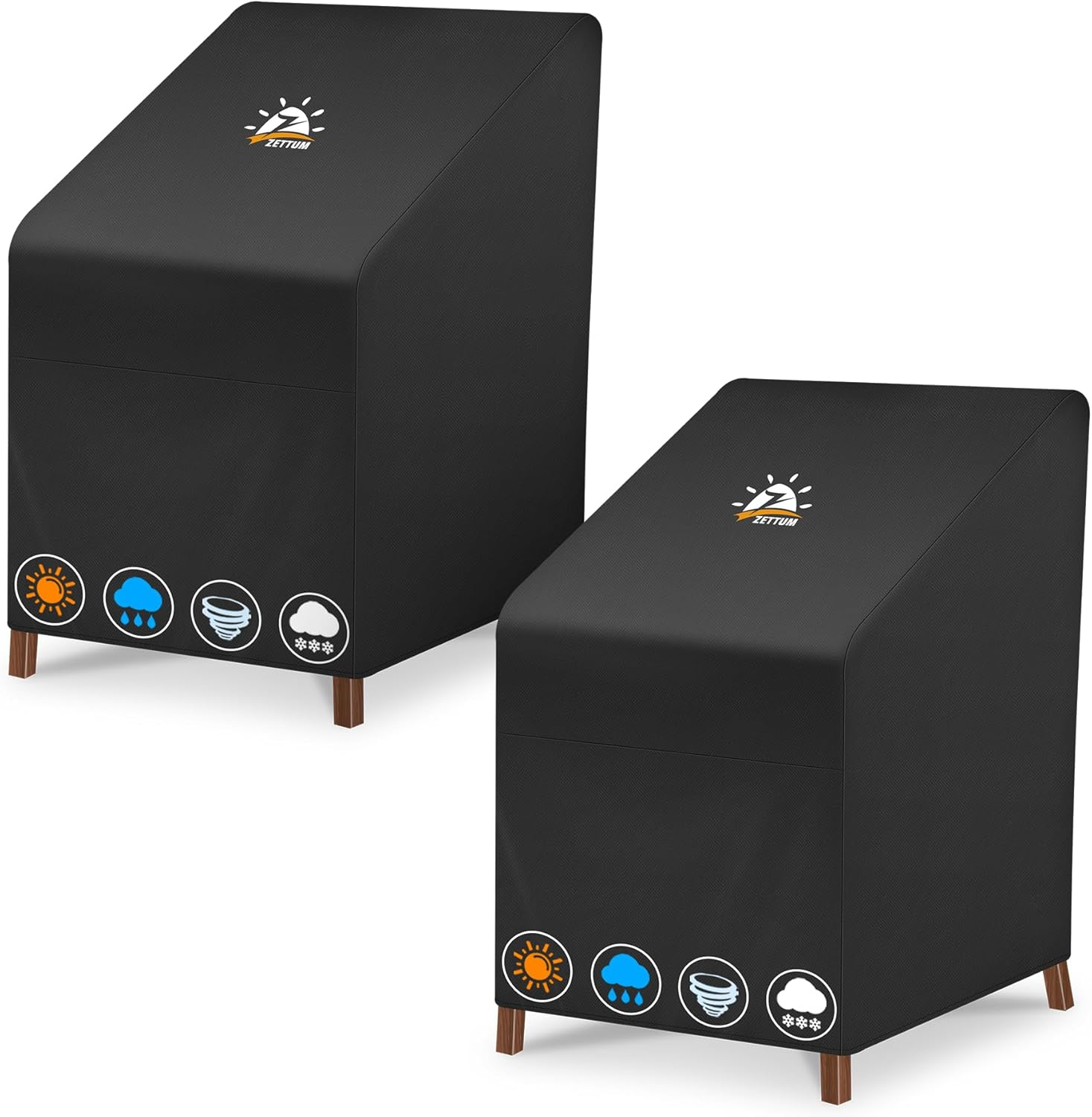 Zettum Stackable Patio Chair Cover 2 Pack - 600D Outdoor Chair Cover Waterproof & Heavy Duty, Lawn Furniture Stacking Seat Cover for 4-6 Outdoor Stackable Dining Chairs - 28 X 36 X 47 Inch image number 6