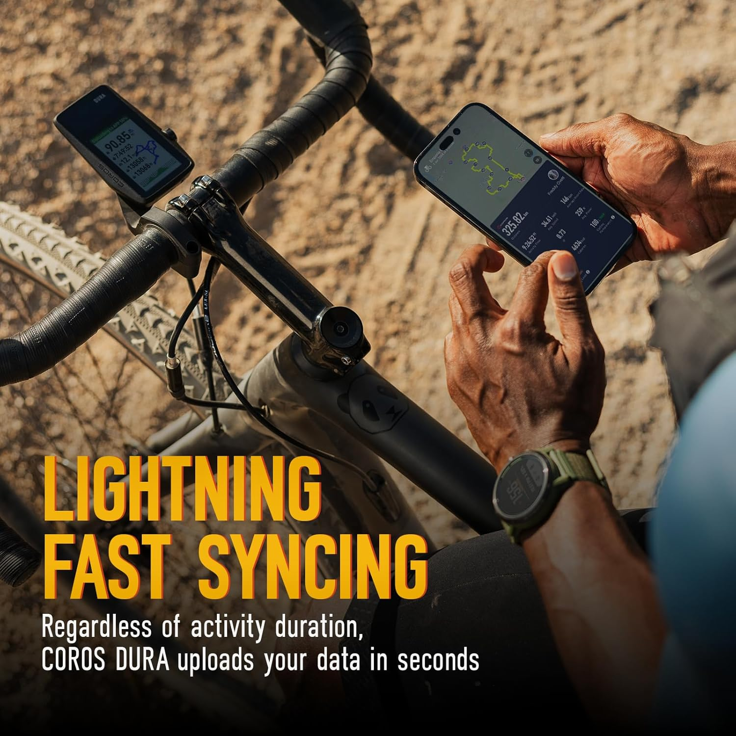 COROS DURA Solar GPS Cycling Units, 120-Hour GPS Battery Life, Solar Charging, 2.7" MIP Color Touchscreen, Fast Data Sync, Turn-By-Turn Navigation, Dual-Freq GPS, Strava, Ride with GPS, Komoot Routes