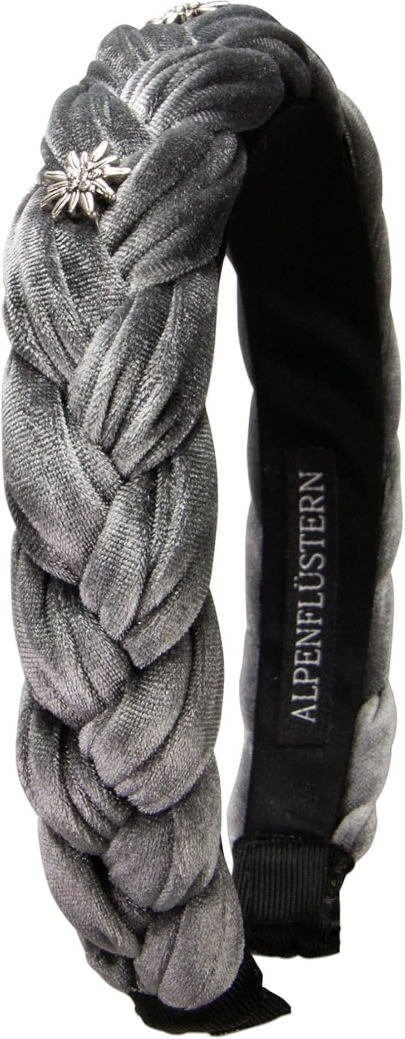 Alpenfl&uuml;stern Costume Headband Velvet Braided Look & Rhinestone Edelweiss - Women'S Hair Accessories Non-Slip Headband Braided for Dirndl (In Traditional Colours) ADV129 (Sage Green) image number 2