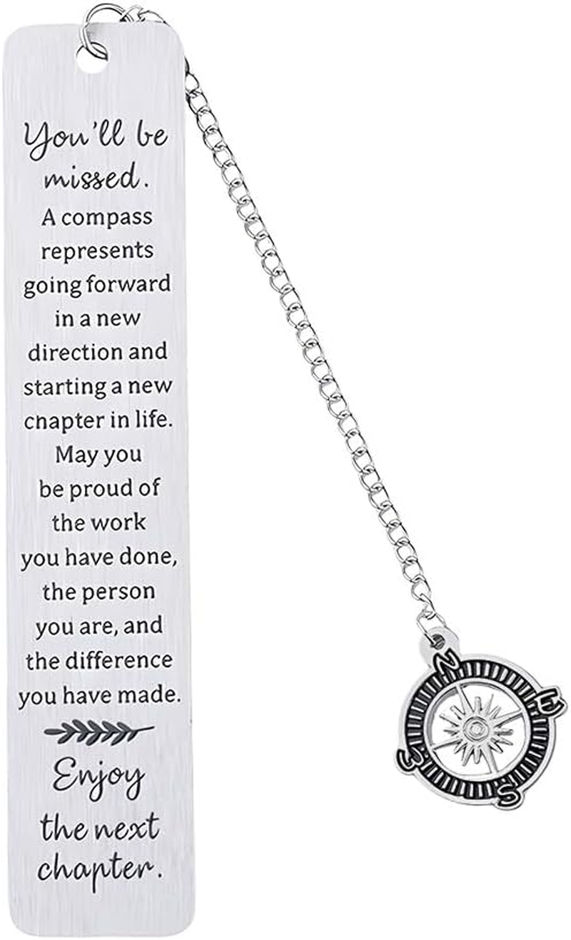Going Away Gifts for Coworker Inspirational Bookmark for Book Lovers Women Men Employees Leaving Farewell Retiement Gifts Coworkers Friends Compass Bookmarks image number 5